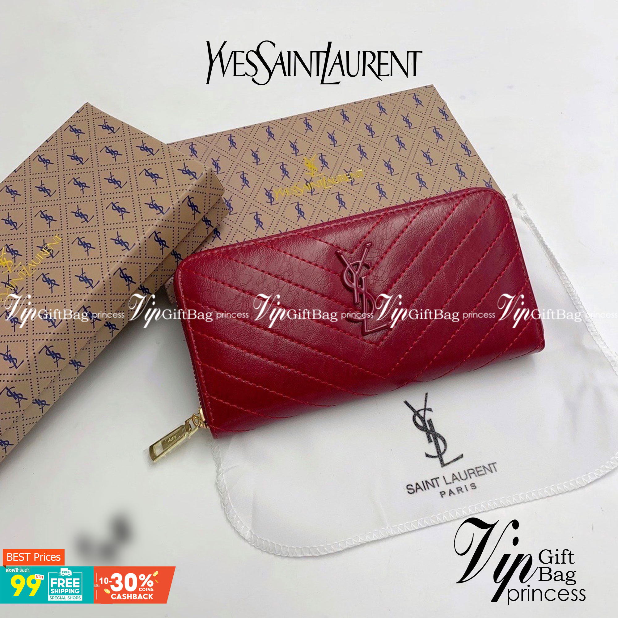 YSL Yves Saint Laurent Zip Around Long Wallet กระเป๋าสตางค์ทรงยาวซิปรอบ งานสวยหนังดี งานปั้มแบรนด์ทุกจุด มีช่องใส่บัตรให้เยอะมากถูกใจสาวๆแน่นอน ใช้งานง่าย สวยหรูดูแพง ราคาสุดคุ้มเลยค่าา