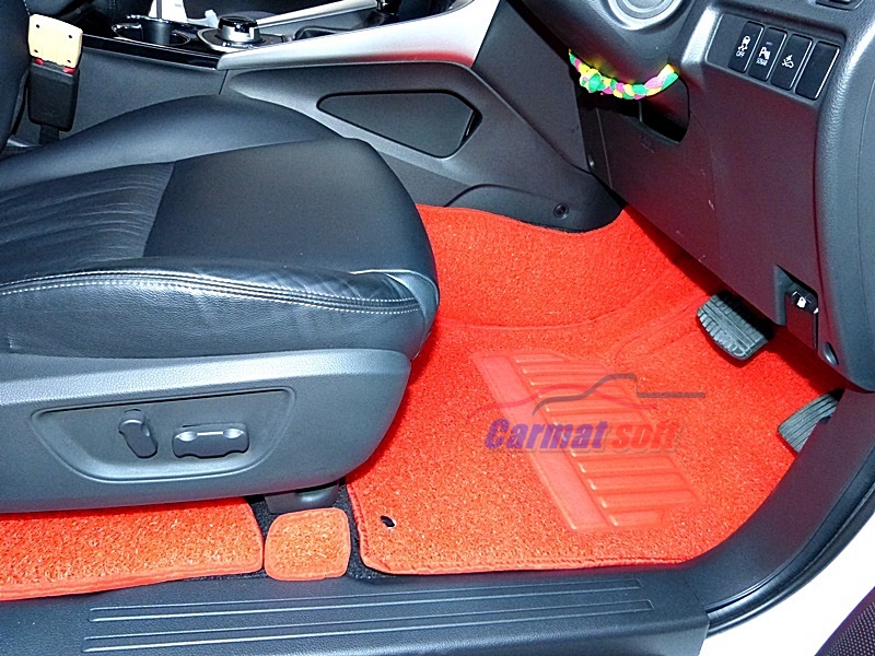 พรมดักฝุ่นไวนิล MITSUBISHI PAJERO SPORT ปี2016-22 สีแดง เต็มคัน เข้ารูป ตรงรุ่นรถ
