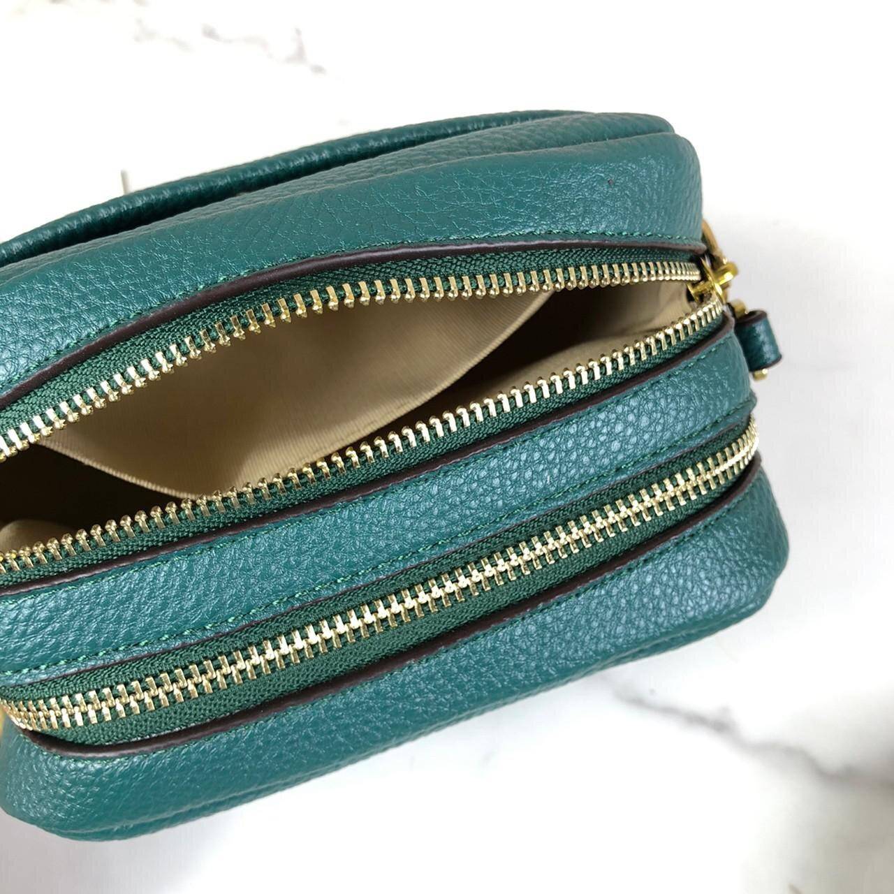 ของแท้ 💯% Tory Burch Perry Bombe Mini Leather Crossbody กระเป๋าสะพาย 2 ช่องซิป