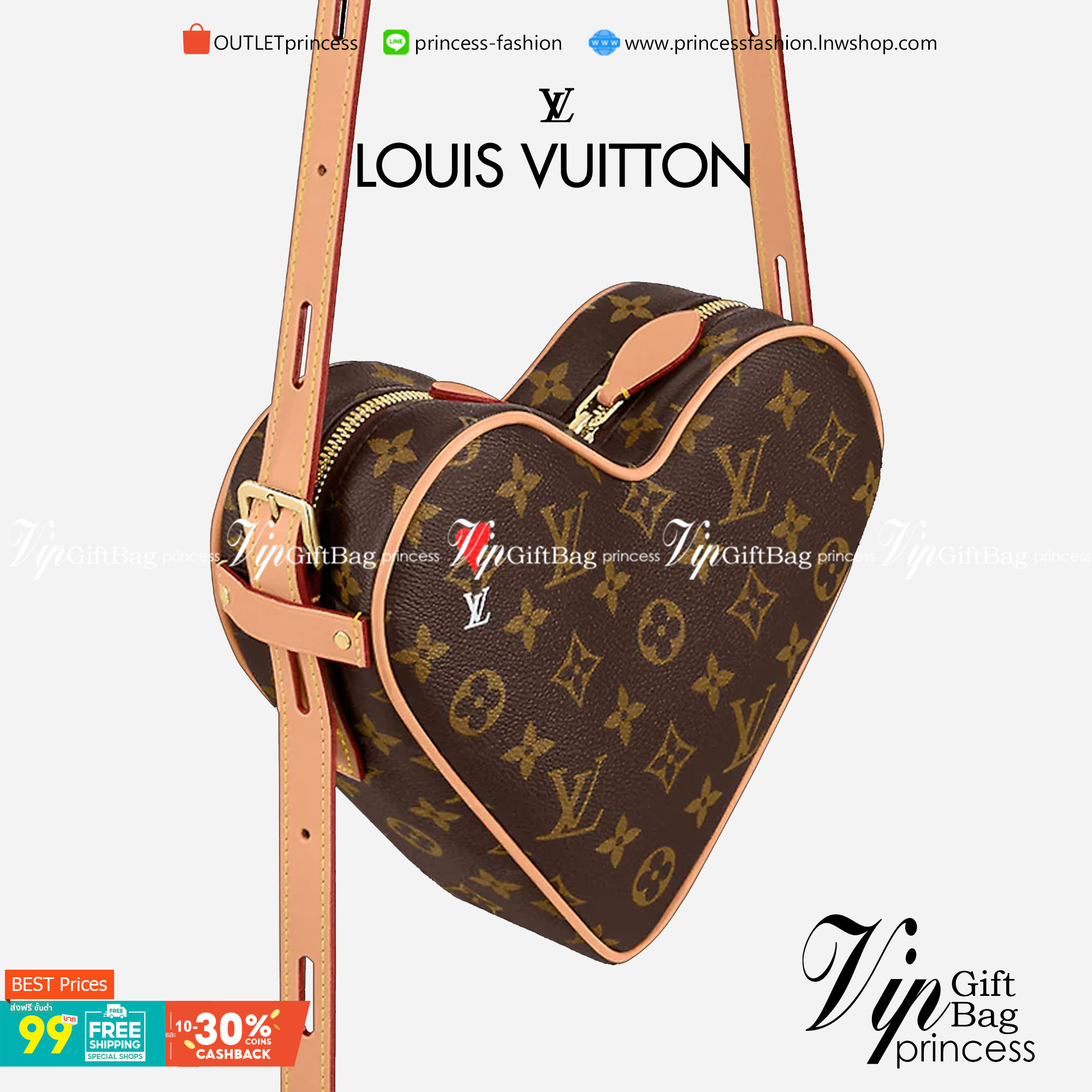 VIP GIFT 】หนังแท้ LOUIS VUITTON Monogram Game On Coeur "HEART" กระเป๋าสะพายรูปทรงหัวใจดีไซน์เผ็ดมากกก!! ภายในเป็นช่องโล่ง สายสะพายปรับใช้ได้ตามสะดวก ใบจริงสวยงามเบอร์ล้าน สาวๆ ต้องหลงรักแน่นอนเลยค่ะ