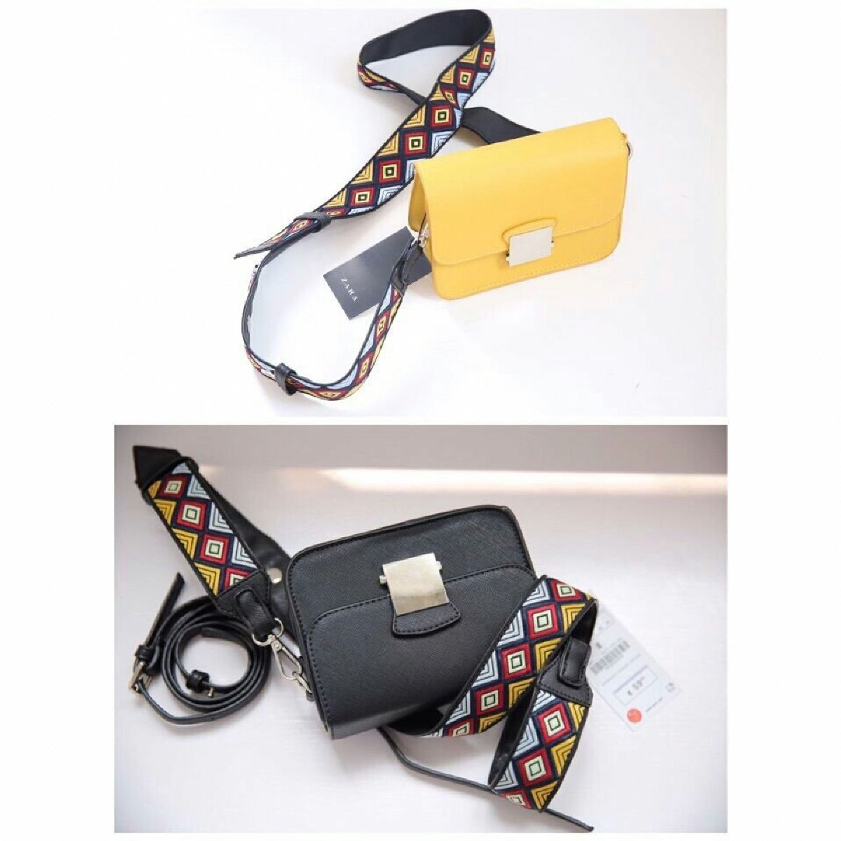 Don't Miss! Best Seller! ZARA CROSSBODY WITH 2STRAPS กระเป๋าถือหรือสะพายทรงคลัชรุ่นยอดนิยมวัสดุหนัง Saffiano อยู่ทรงสวยหรูสไตล์ PRADA แข็งแรงทนทาน ดีไซน์เก๋ไม่ซ้ำใคร เปิดปิดด้วยตัวล๊อคเอกลักษณ์ของ ZARA ภายในมีโลโก้ สามารถใส่มือถือ iphone7+ ได้ โดดเด่
