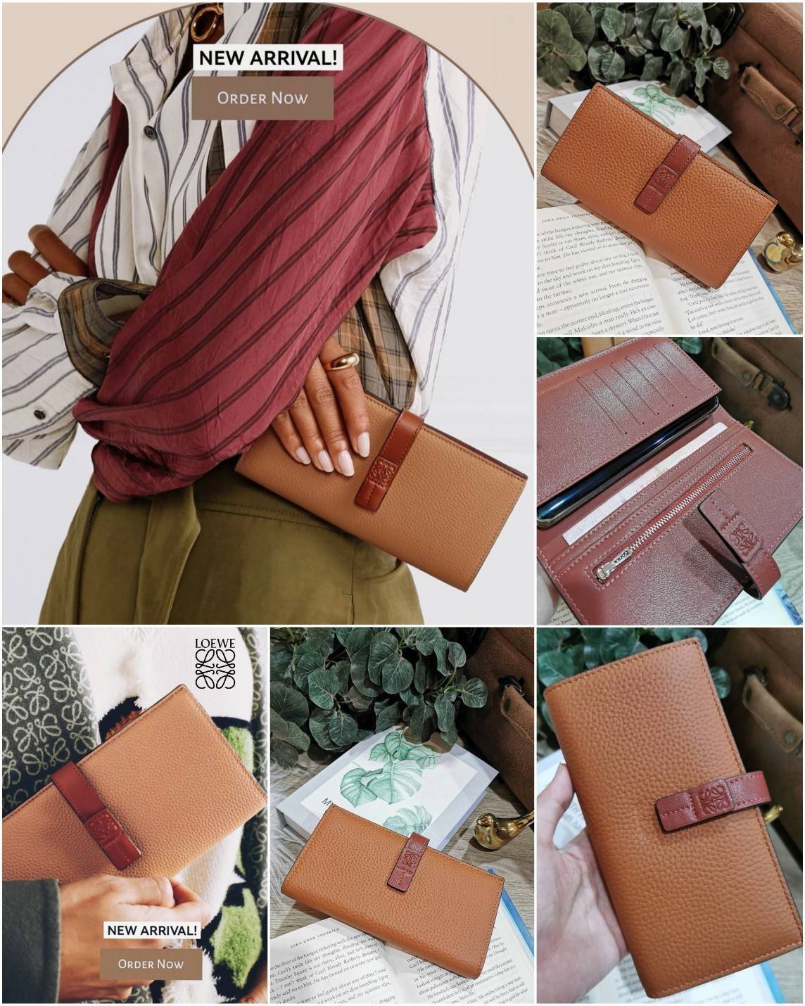 LOEWE LONG WALLET BAG VIP วัสดุหนังแท้เทคเจอร์สวยอยู่ทรงปั้มโลโก้แบรนด์ด้านหน้าเปิดปิดด้วยกระดุม ภายในมีช่องใส่ธนบัตรหลายช่อง ช่องหลักสามารถใส่มือถือได้ มีช่องซิปใส่เหรียญ ช่องใส่ธนบัตรใส่แบงก์พันได้ สวยน่าใช้ พร้อมส่งที่ไทยสุดคุ้มห้ามพลาด!