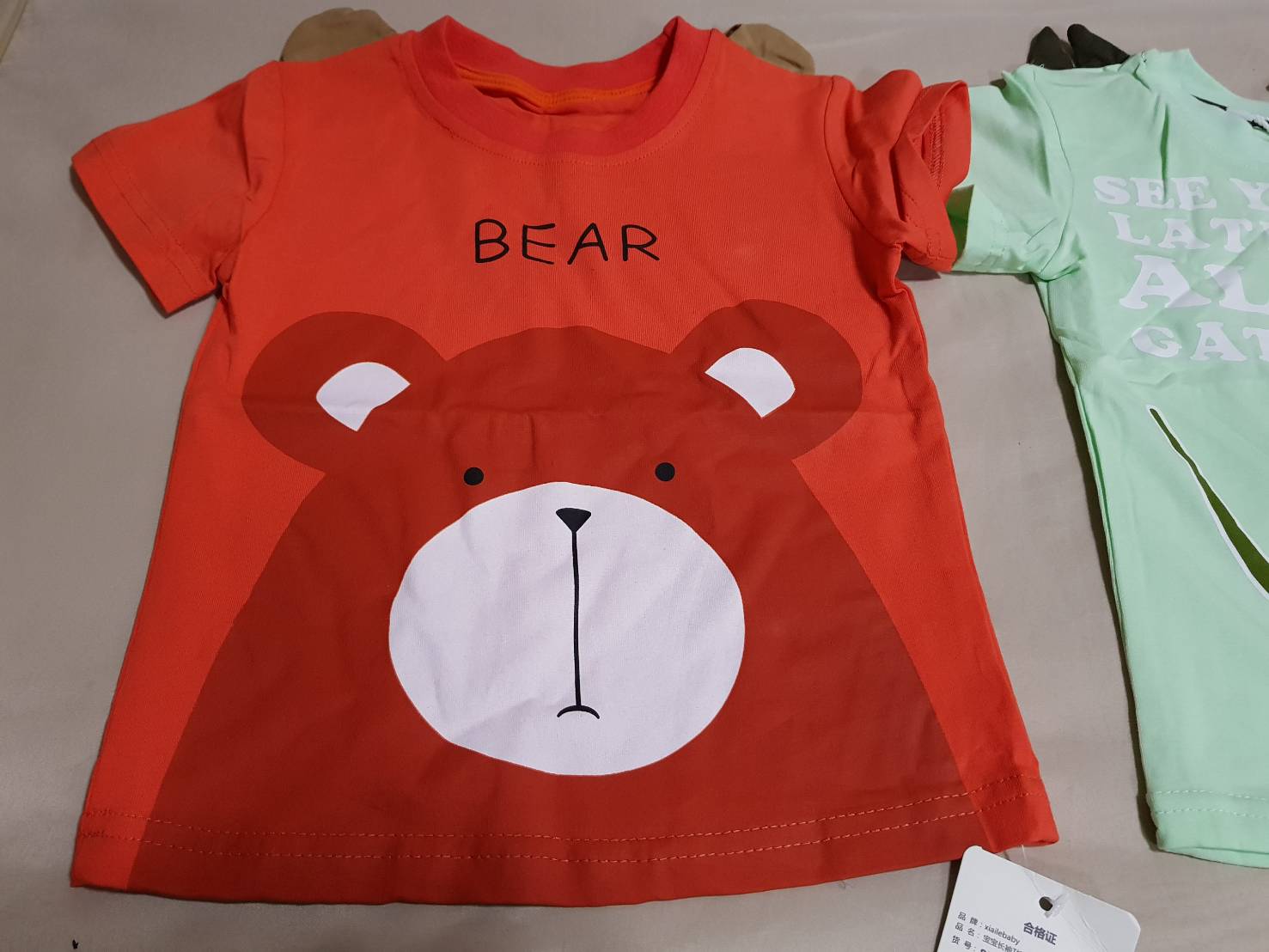 เสื้อยืดแขนสั้นเด็กเล็กผ้าคอตตอนแท้