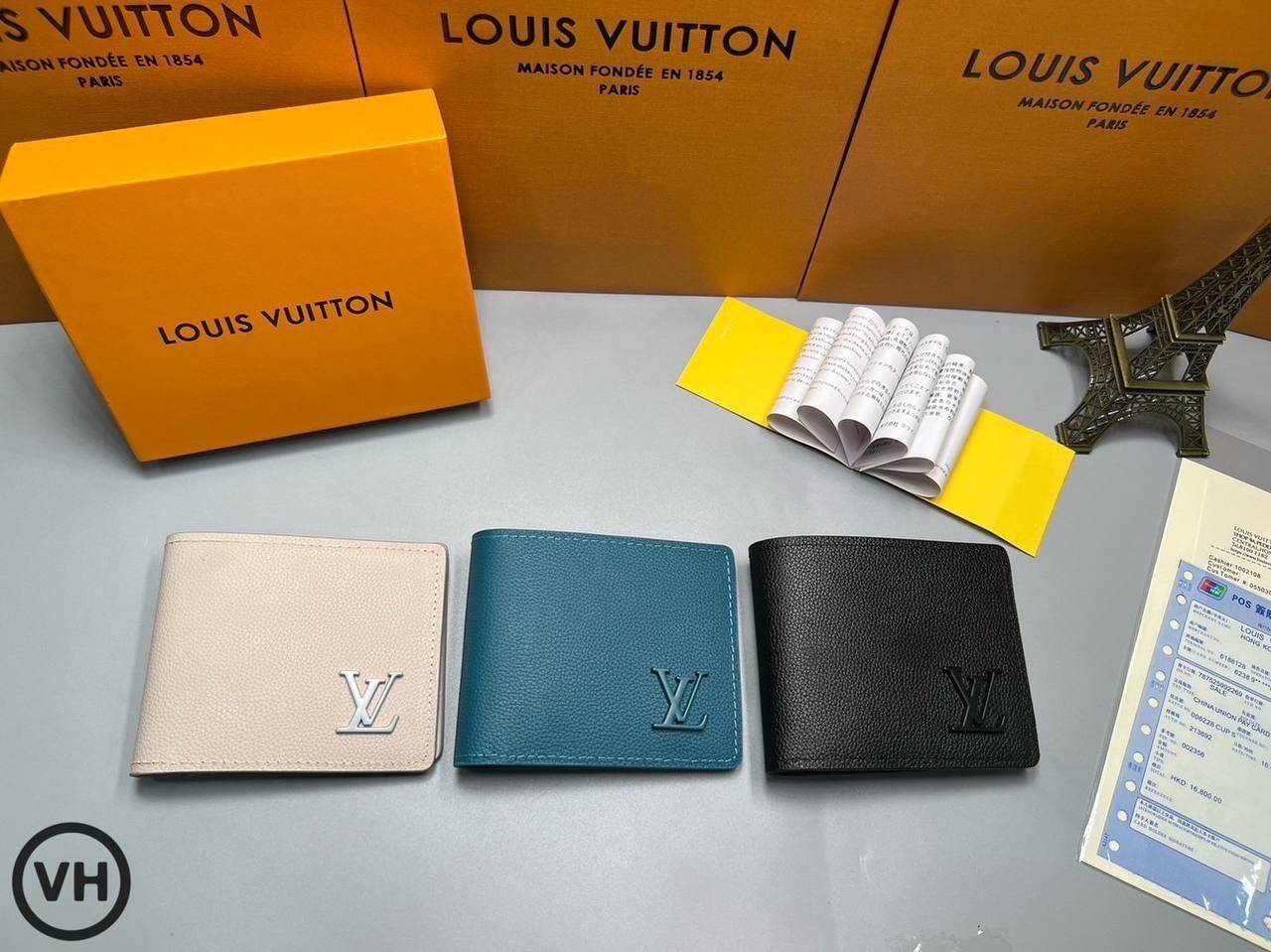 RI หนังแท้ | LV Short Wallet / LV Multiple Aerogram กระเป๋าสตางค์ใบสั้น กระเป๋าสตางค์ผู้ชาย
