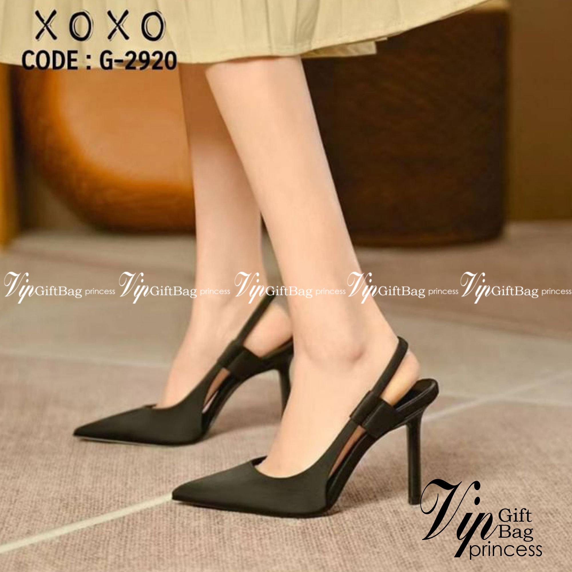 รองเท้างานสวม ส้นเข็ม รัดหลัง สไตล์สาวเปรียว ลุคมั่นใจ ทรงเปิด ด้านหน้าทรงวี ใส่แล้วขาดูเรียวยาวดี วัสดุผ้าซาติน ลายเรียบ ไม่แต่งลวดลาย น้ำหนักเบา สวมใส่ง่าย