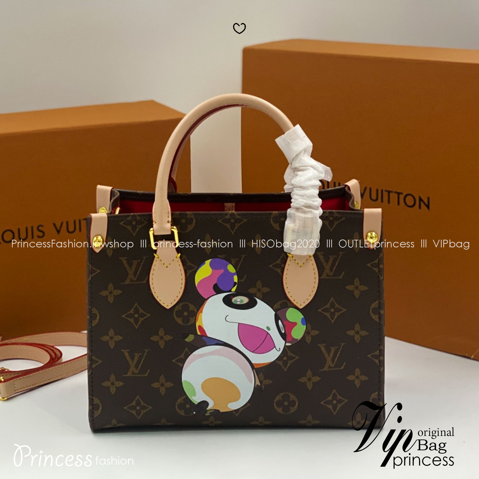 ORI | LV x TM OnTheGo BB Tote Bag กระเป๋าทรงโท้ทไซส์เล็กหนังแท้แคนวาสแท้ คอลใหม่พิมพ์ลาย Murakami สีสันสดใส