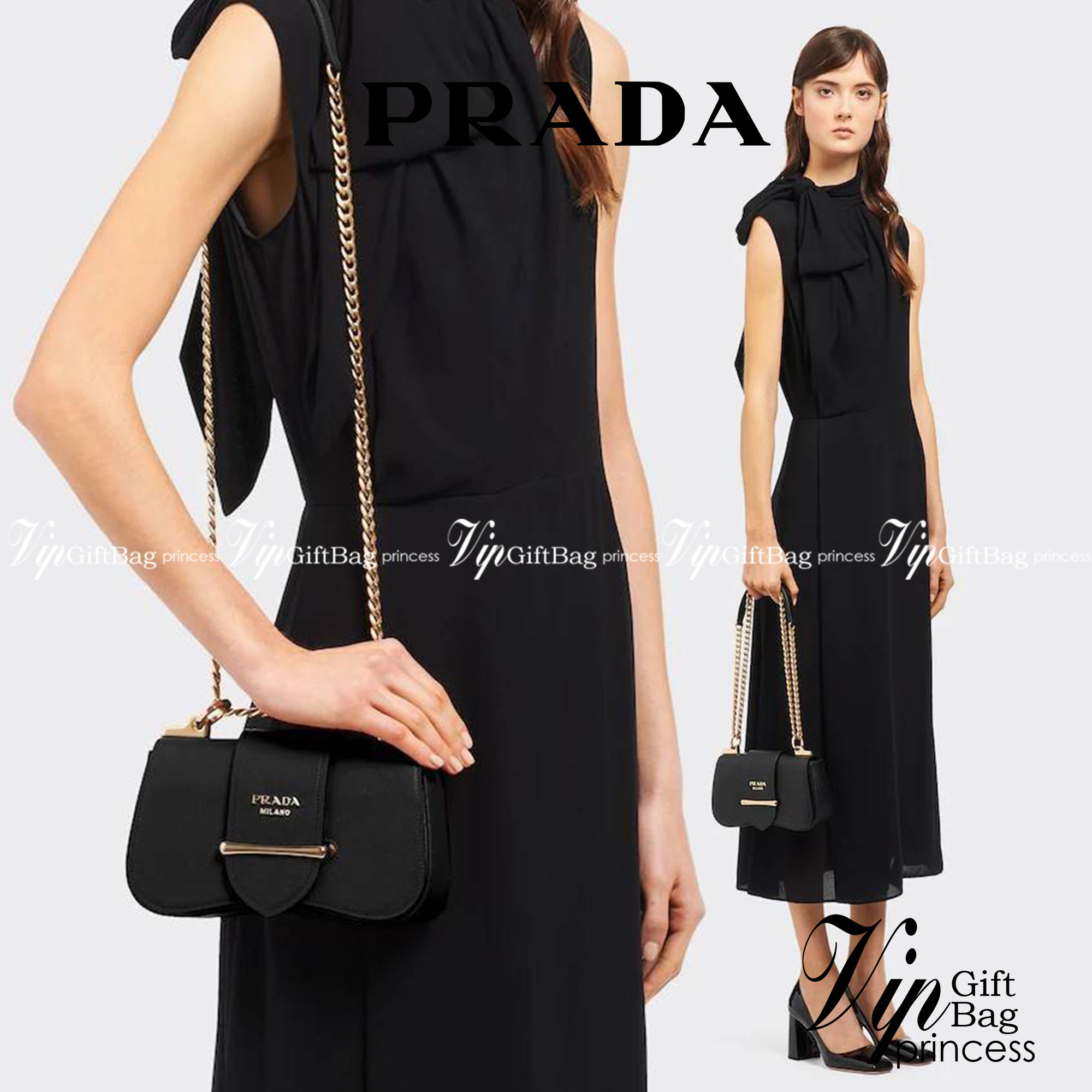 PRADA FRAGRANCE SHOULDER BAG WITH GWP ไอเท็มสุดโปรดที่ควรค่าแก่การครอบครองและเก็บสะสม กระเป๋าสะพายไหล่ สวยคม สีดำคลาสสิคตัดกับอะไหล่ทองเป็นอย่างดี วัสดุหนังแท้เต็มใบ เปิดปิดด้วยแถบหนังสอดในช่อง ใช้งานสะดวก พกพาง่าย ขนาดกำลังสวย สายสะพายในตัว สะพายได้หลากห