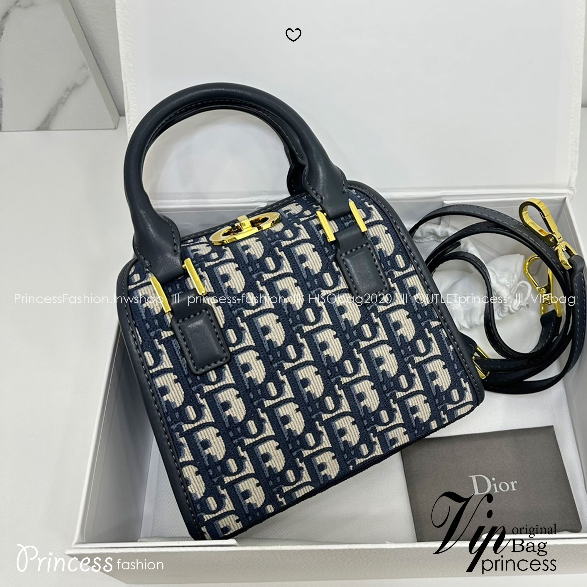 DIOR SMALL BOSTON BAG Blue Oblique Embroidery / DIOR Box Bag กระเป๋าสะพายทรงกล่อง New for Winter 2023 คอลผู้ดี สวยหรู ตอบโจทย์และแมทช์ได้กับทุกลุคทุกสไตล์