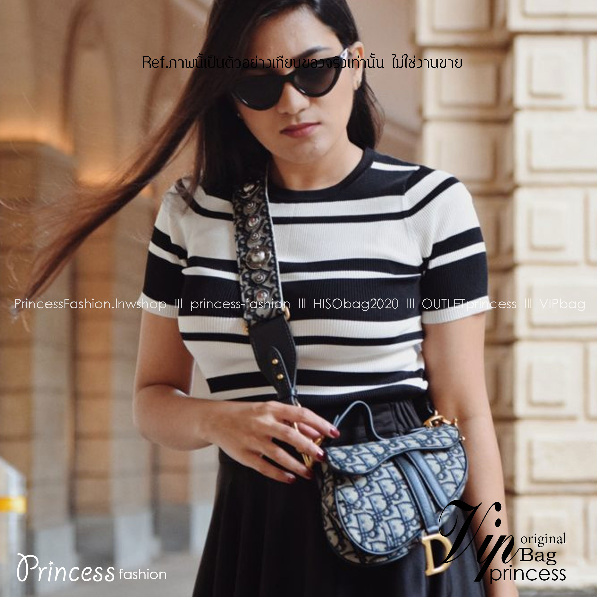DIOR Mini Saddle Bag with Strap **รอบราคาพิเศษ** มาพร้อมสายครอสบอดี้สุดคุ้ม กระเป๋ารุ่นยอดนิยม งานผ้าแจ็คการ์ดลาย Oblique ลูกเล่นห้อยด้วยตัวอักษร D ตรงหูหิ้วมีกิมมิค CD สีทอง