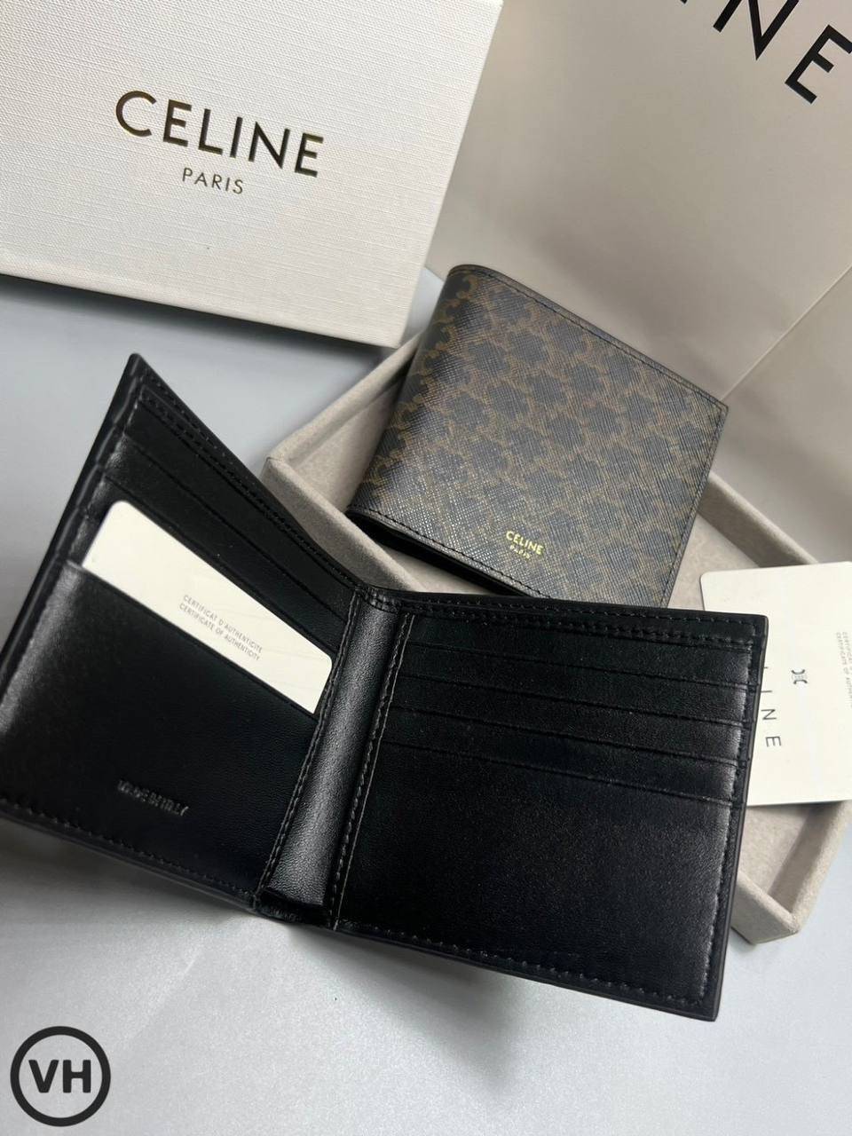 ORI หนังแท้ | CELINE Bi-fold Wallet / CELINE Wallet กระเป๋าสตางค์ใบสั้น กระเป๋าสตางค์ซีลีนผู้ชาย
