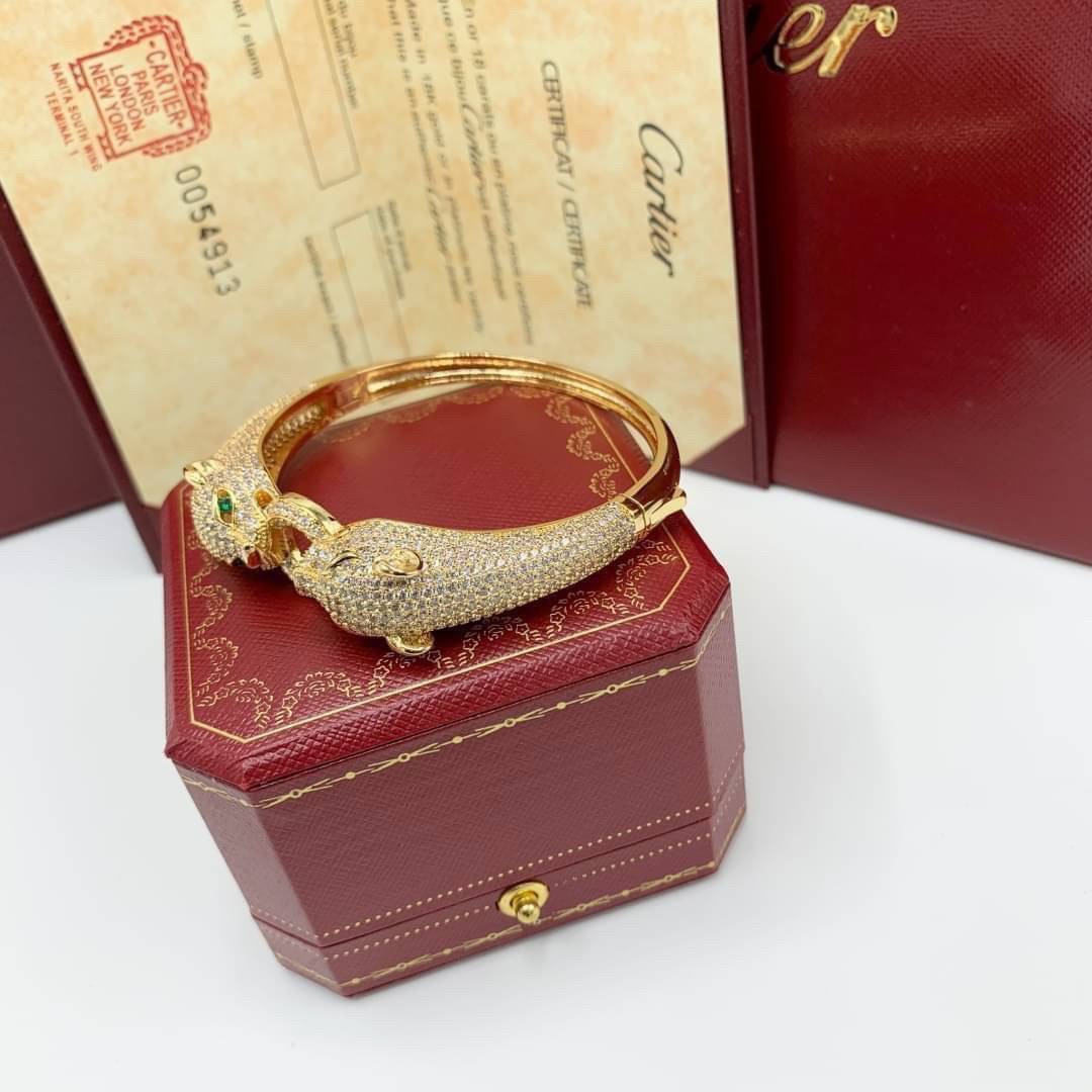 Cartier Double Head Leopard Diamond Bracelet / Cartier Bracelet พร้อมส่งที่ไทย กำไลข้อมือคาเทียร์ วัสดุโลหะเคลือบสีทองคุณภาพ **เกรดออริจินอล 1:1 สลับแท้
