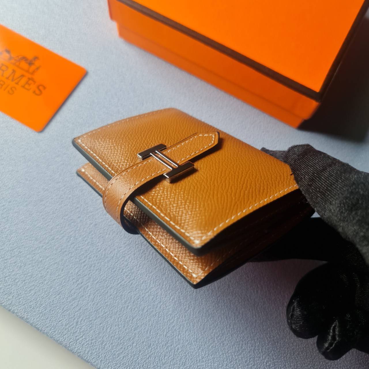 VIP หนังแท้ 】HERMES MINI BEARN WALLET UNISEX