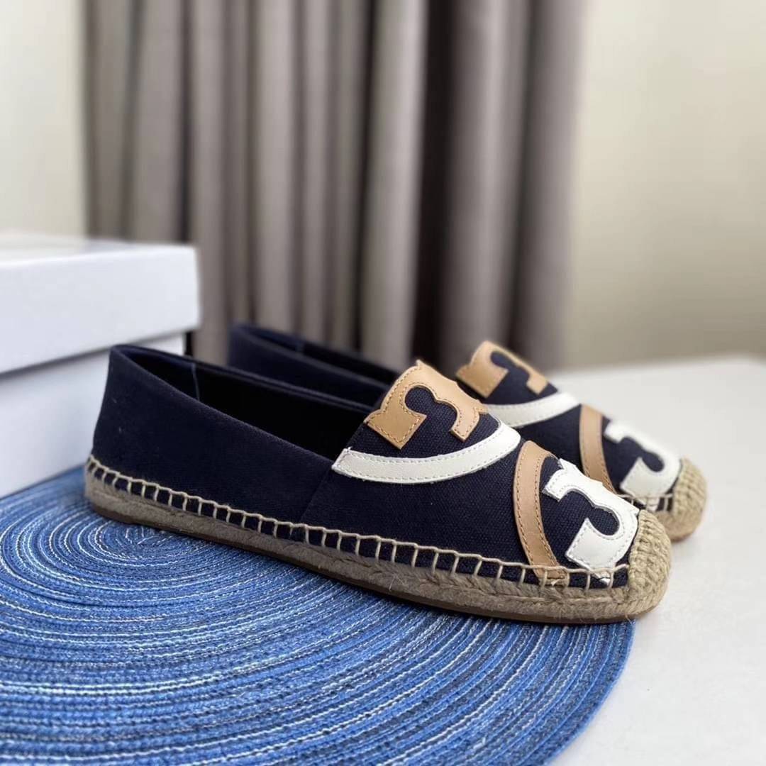 Tory Burch Espadrilles / Tory burch Poppy Espadrille Canvas / TORY BURCH SHOES เกรดออริจินอล พร้อมส่ง ภาพถ่ายจากสินค้าจริง ใช้งานต่างประเทศได้