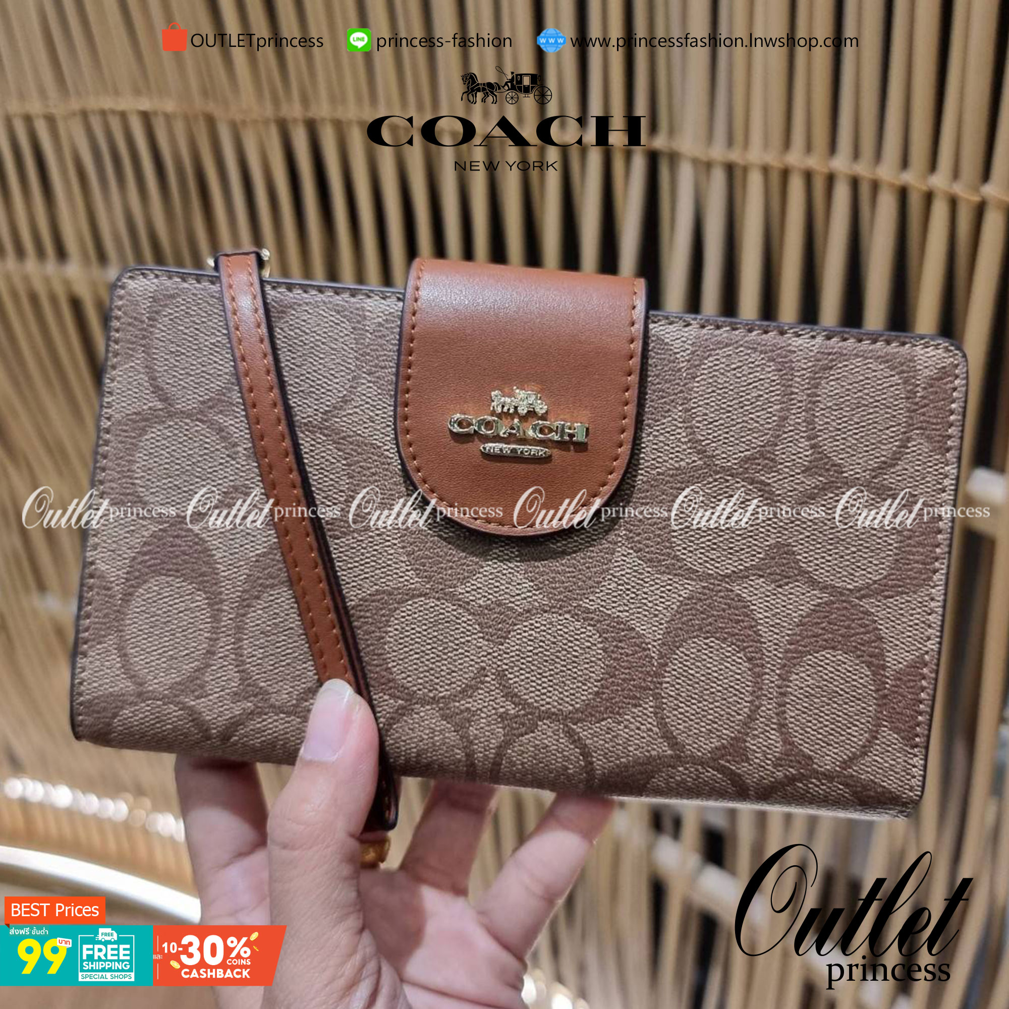 พร้อมส่ง 7 สี COACH C2874 TECH WALLET IN COLORBLOCK SIGNATURE CANVAS จัดให้สีใหม่ก่อนใคร!! ดีไซน์ใหม่ คอลเลคชั่นสวยหรู กระเป๋าสตางค์พร้อมสายคล้องมือ ง่ายต่อชีวิตมากจ้า!! มันดีอะไรเบอร์นี้ ใส่ได้ทั้งบัตร และโทรศัพท์ก็ใส่ได้ทุกรุ่น แถมยังมีช่องซิปแยกไปอีก ช