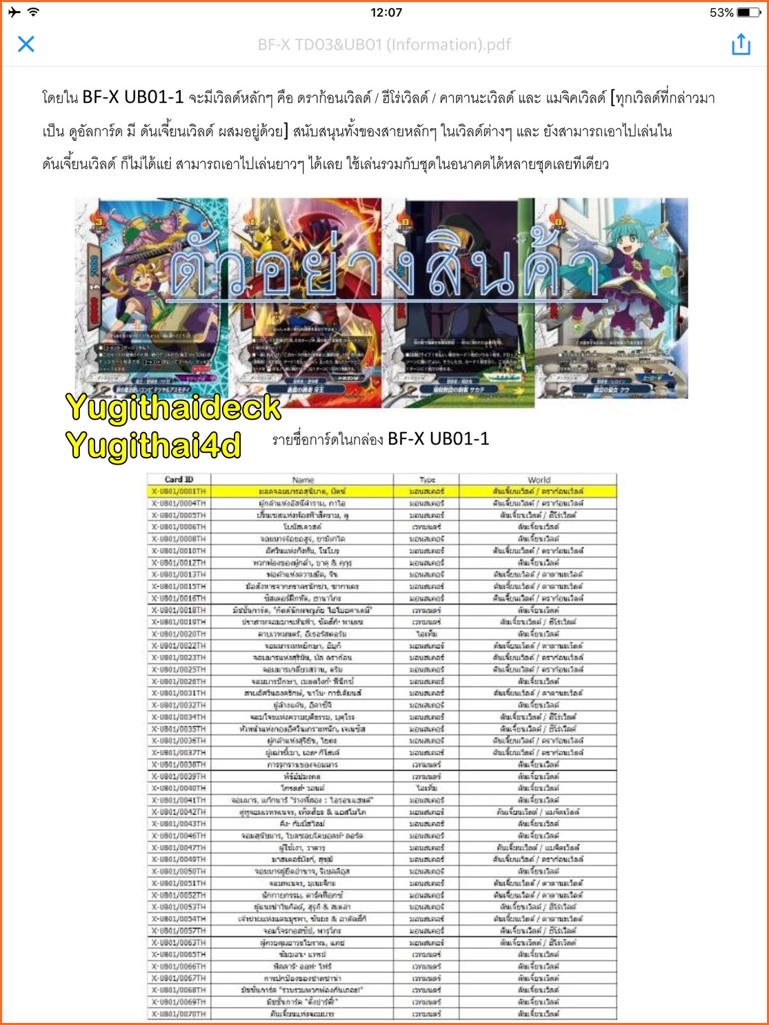 บัดดี้ไฟท์ ไทย X Ultimate Booster 1: (BFT-X-UB01-1)