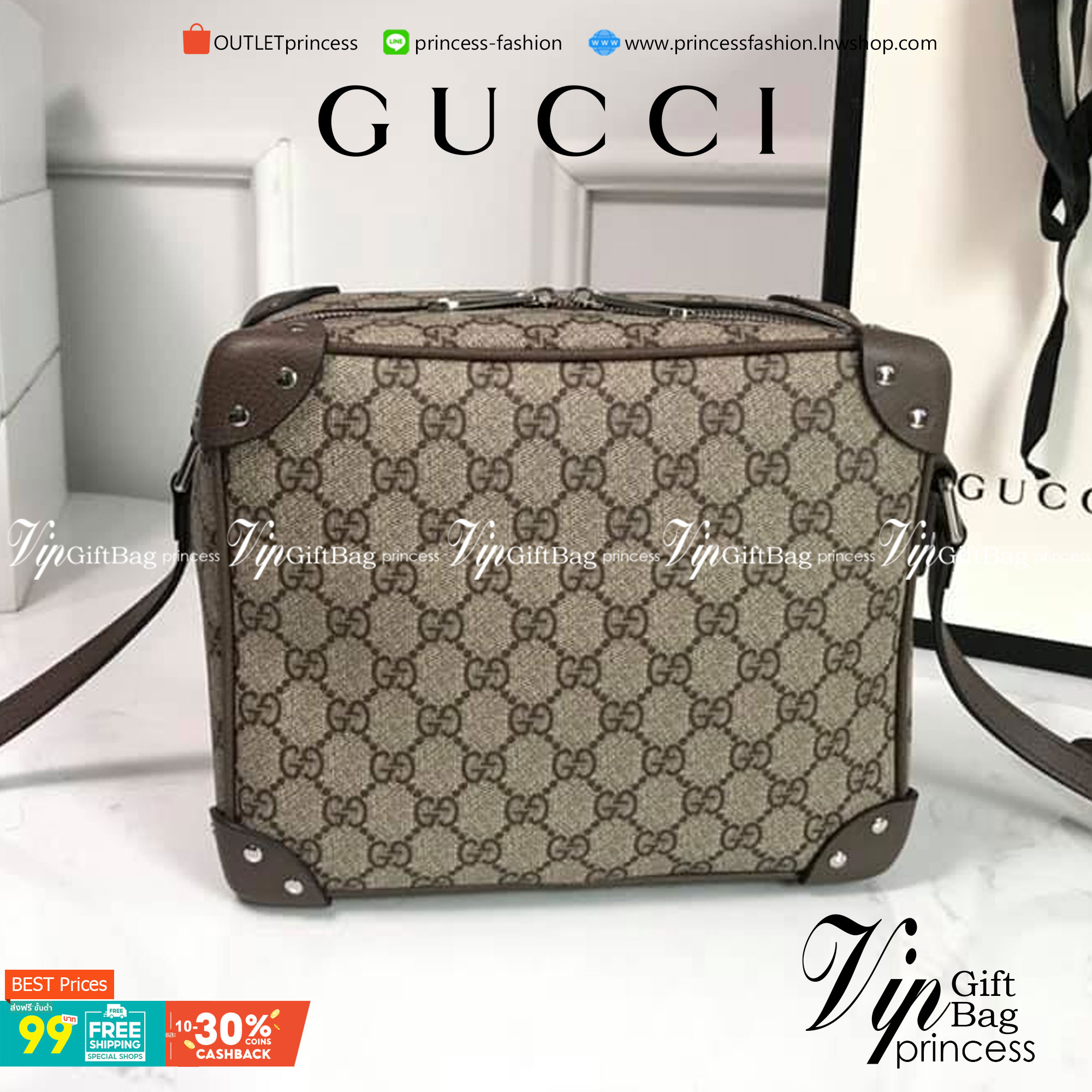 VIP 】หนังแท้ Gucci Box Type Sling Bag พร้อมส่งที่ไทย กระเป๋าสะพายดีไซน์ใหม่ ทรงกล่องคลาสสิคที่ดัดแปลงให้ดูนุ่มนวลและทันสมัย ใช้งานได้สะดวกคล่องตัวมากขึ้น ด้วยสายสะพายครอสบอดี้ วัสดุหนังแท้คุณภาพดี เปิด-ปิดด้วยตัวล็อคแน่นหนา ภายในโล่งกว้าง ถือเก๋ๆ ถ่ายรูปส
