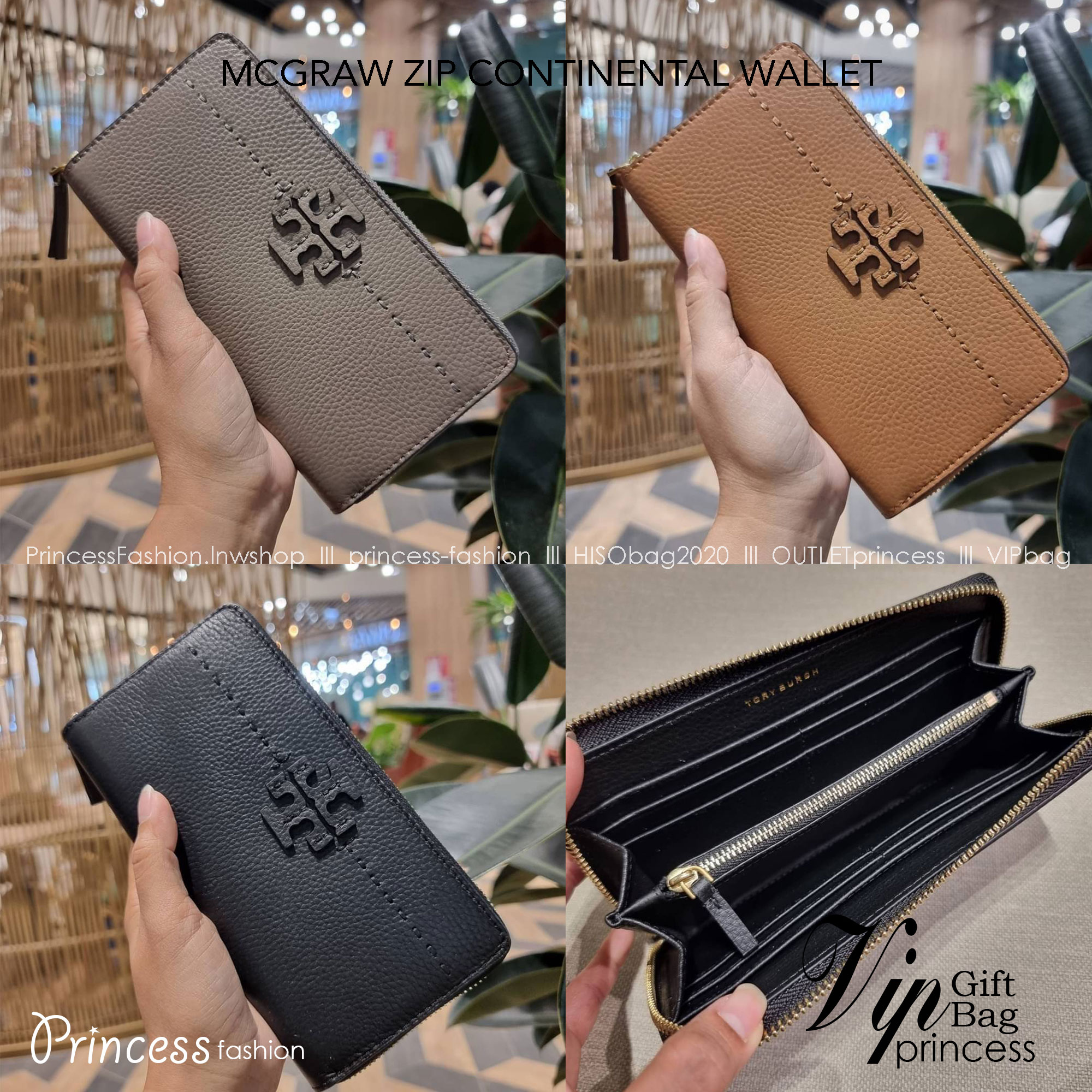 TORY BURCH MCGRAW ZIP CONTINENTAL WALLET กระเป๋าสตางค์ใบยาวรุ่นหายาก จัดเต็มสีสวยพร้อมส่ง ขนาดกำลังพอเหมาะ วัสดุหนังวัวสัมผัสดีมาก