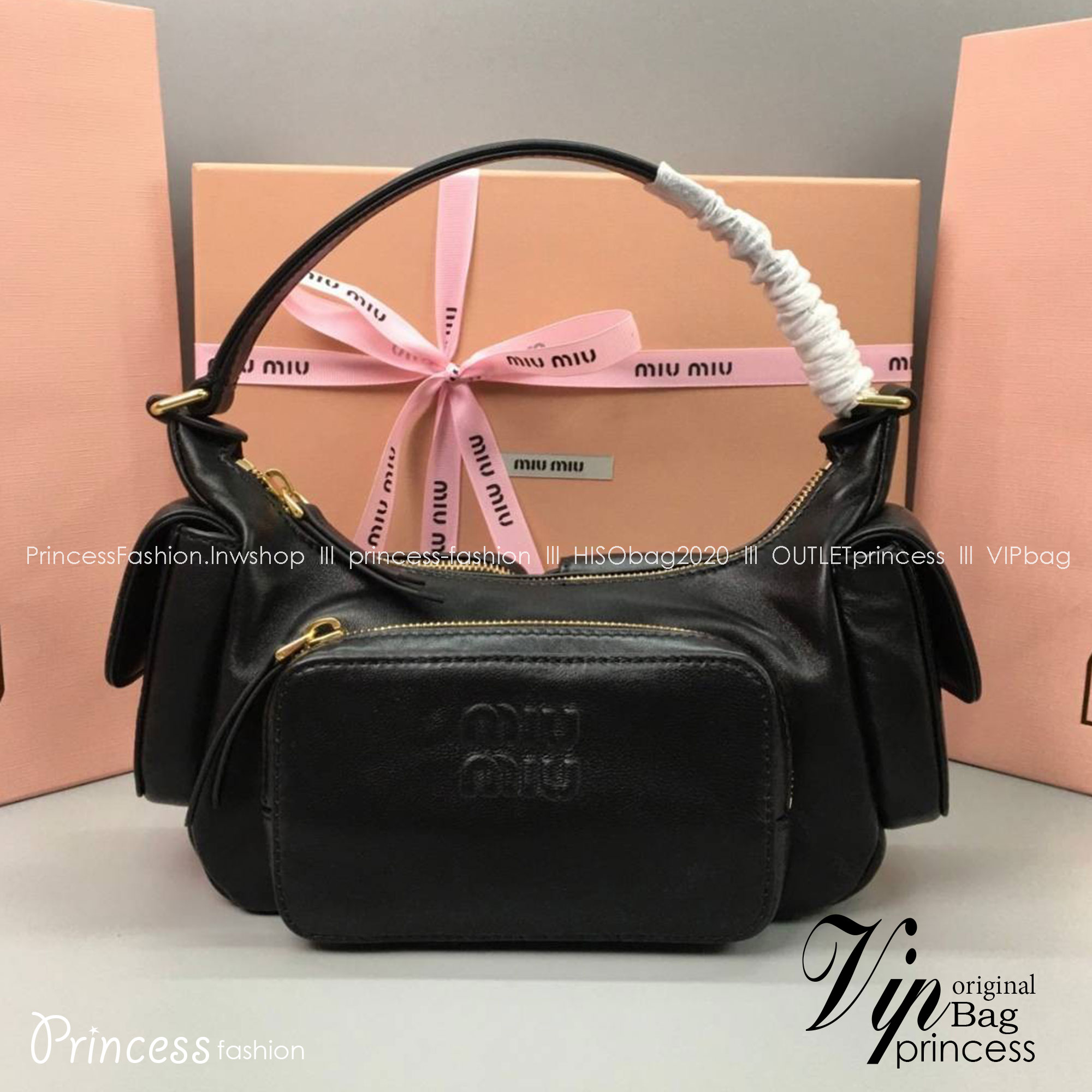 MIU MIU Nappa leather Pocket bag กระเป๋าถือสะพาย เกรดออริ ท็อป vip 1:1 เกรดงานปราณีตละเอียด หนังสวย เกรดดีสุด ใช้งานต่างประเทศได้