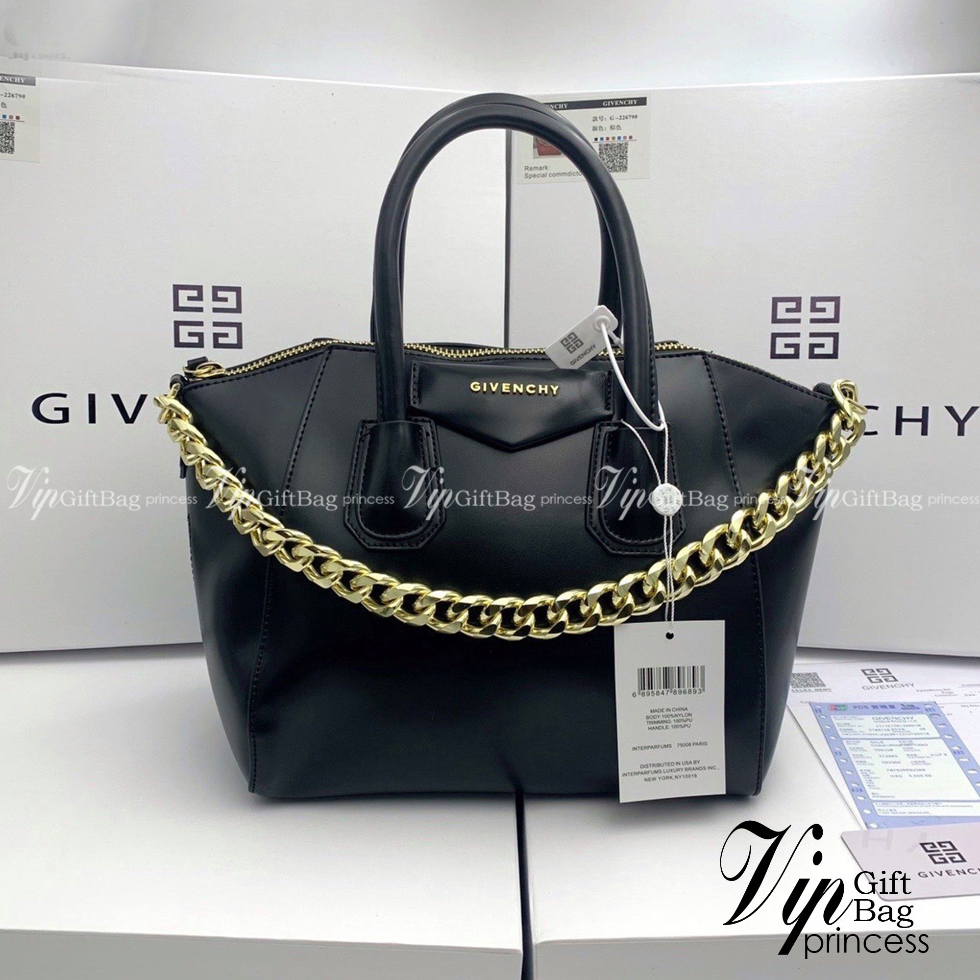 GIVENCHY Antigona Chain Small leather tote bag 10" กระเป๋าสะพายทรงหมอน งานซิปบน หนังเรียบ อะไหล่ทอง กระเป๋าสุดคลาสสิก ใบเดียวก็เอาอยู่ Day to Night Bag เข้าได้กับลุค Smart Casual