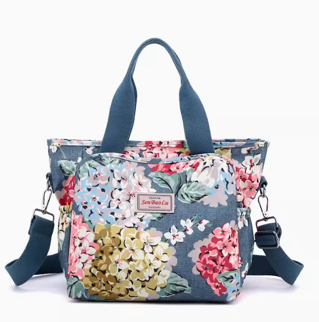 กระเป๋าถือ กระเป๋าสะพาย ผู้หญิง ผ้าไนลอน ลายดอกไม้ หวาน ๆ น้ำหนักเบา กันน้ำ ใส่ของได้เยอะ 196601
