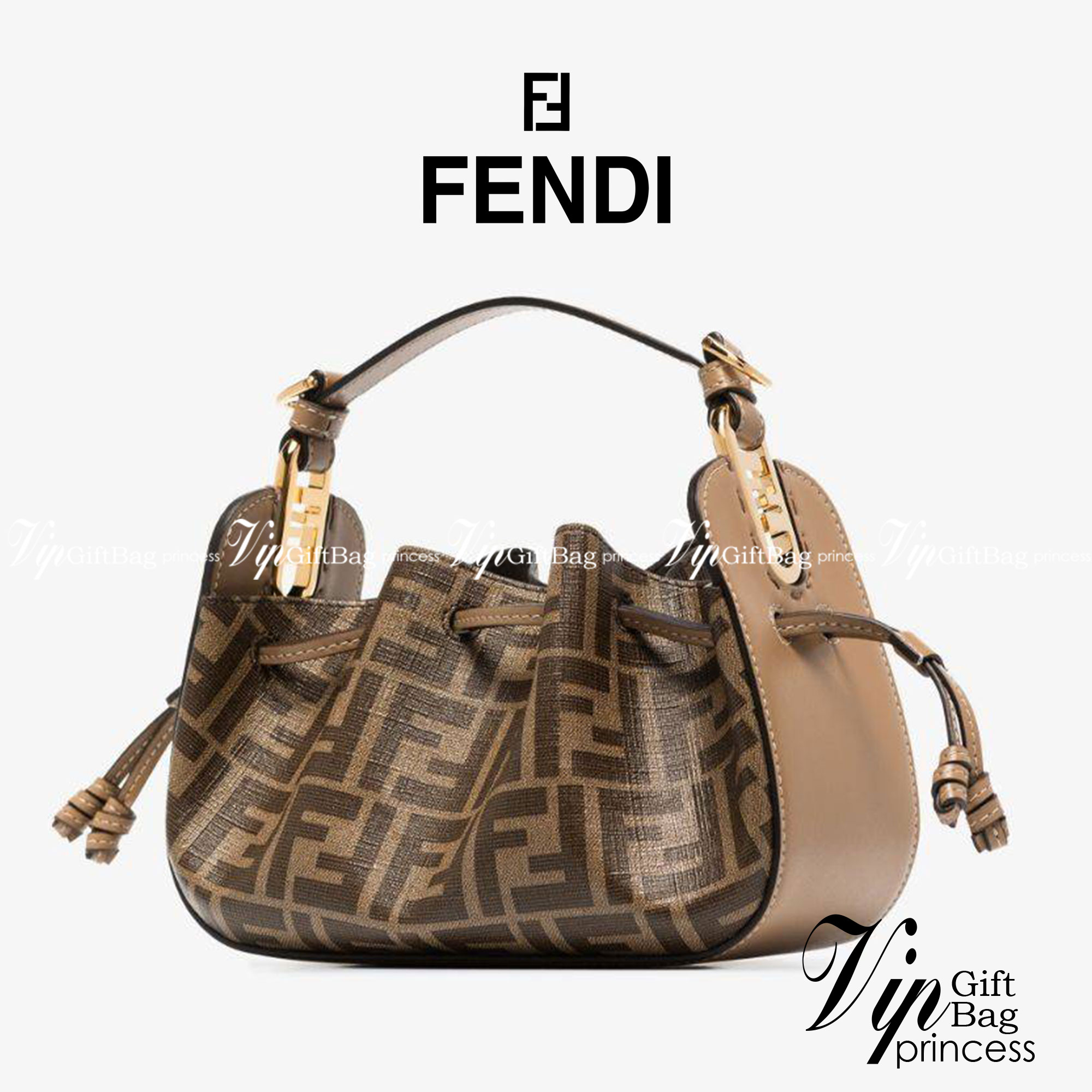 Fendi Pomodorino mini FF leather bag / FENDI FF mini bag รุ่นลิมิเต็ด หายาก ขนาดกำลังสวย ดีไซน์ทรงไม่ซ้ำใคร เก๋ๆตรงดีเทลรูดเก็บปากกระเป๋า วัสดุหนังแคนวาสเคลือบลาย มาพร้อมหูจับในตัว และสายครอสมีมาให้ ปรับได้เล็กน้อย ภายในโล่งกว้าง ใส่ของจำเป็นได้ครบ ใบจริง