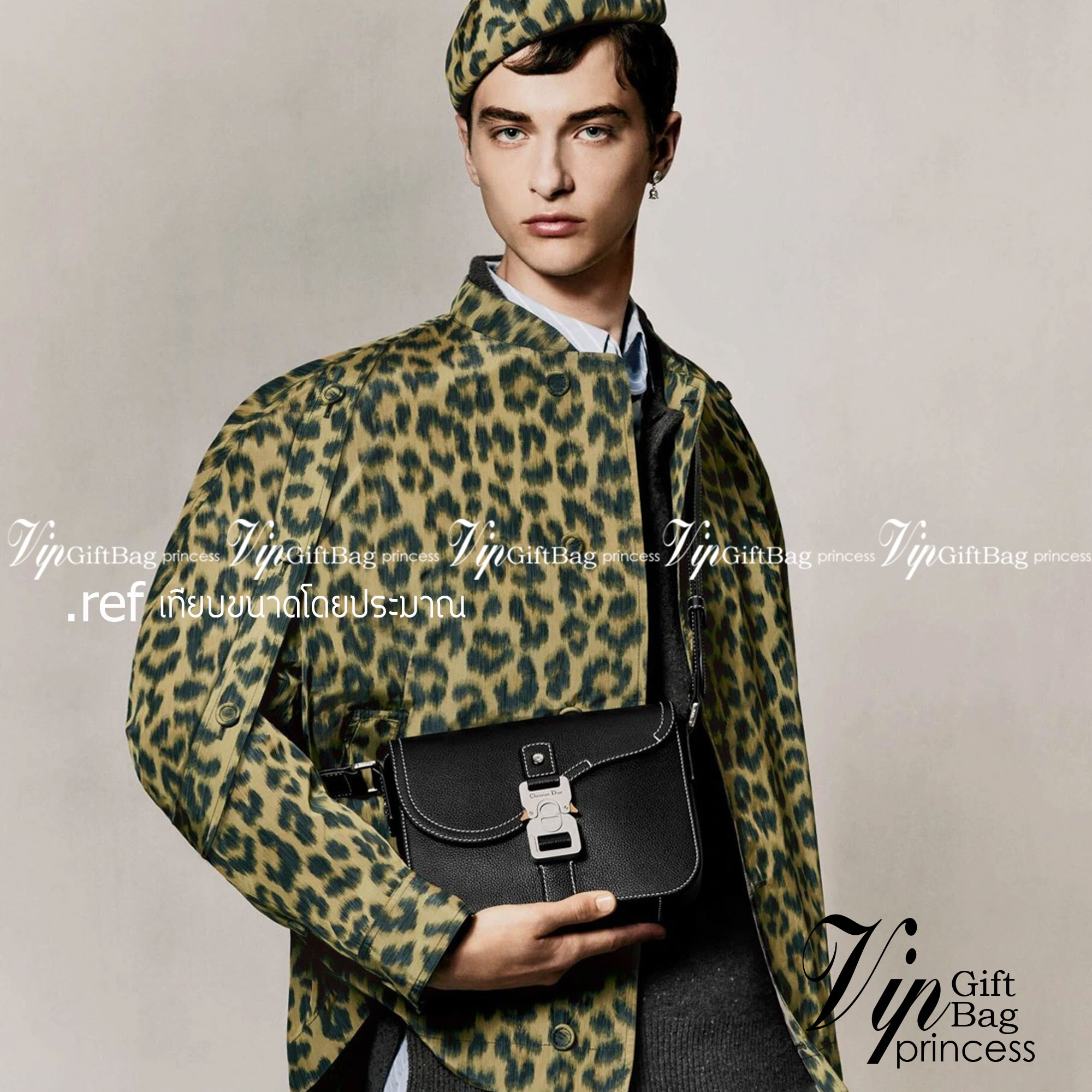 Dior Saddle Messenger Bag / Dior messenger bag / Beige and Black Oblique Jacquard เกรดเทพออริจินอล หนังแท้ ภาพถ่ายจากสินค้าจริง ใช้งานต่างประเทศได้