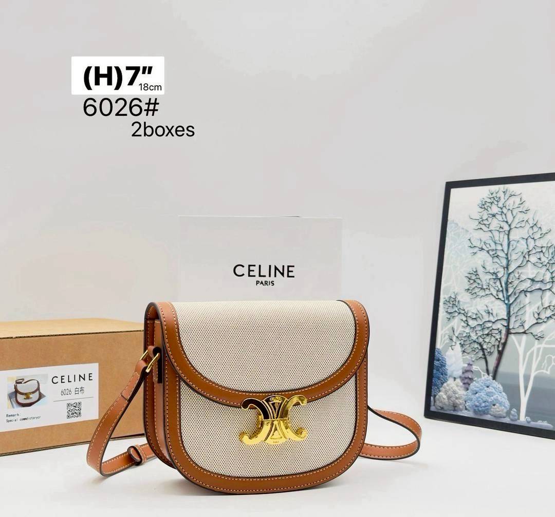 CELINE Teen BESACE in Triomphe canvas and leather กระเป๋าสะพายข้าง รูปทรงย้อนยุค สไตล์วินเทจลัคชู ภายในเป็นช่องโล่ง มีช่องย่อยให้อีก เป็นไอเท็มที่ควรต้องมีจริงๆ