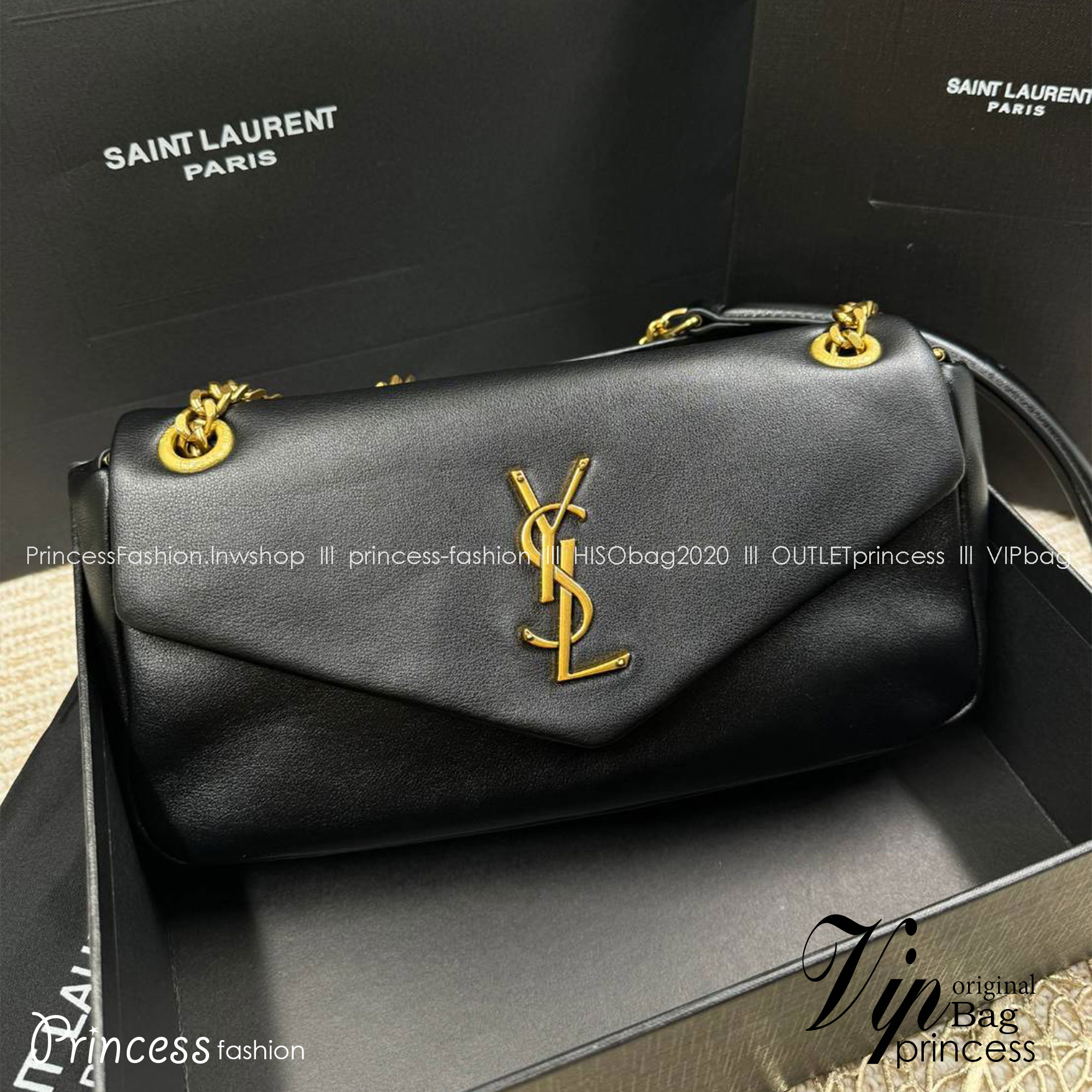 YSL CALYPSO IN PLUNGED BAG กระเป๋าสะพาย งานหนังสวย เกรดออริจินอล สลับแท้ ใช้งานต่างประเทศได้