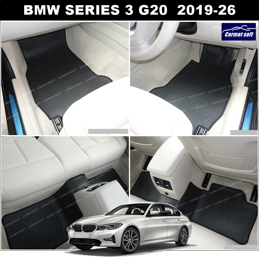 ยางปูพื้นรถยนต์BMW SERIES 3 G20 (ปี 2019-26) พรมกระดุมเม็ดเล็ก pvc สีดำ เข้ารูปสวยงาม