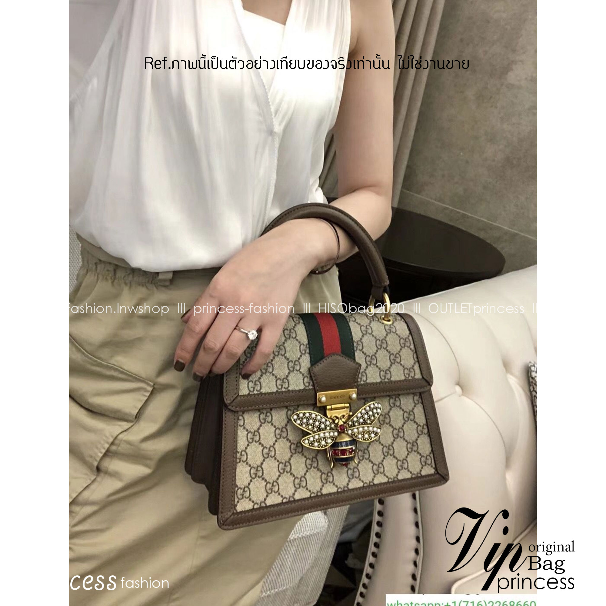 Gucci Queen Margaret Bee Bag / Gucci queen margaret crossbody handbag พร้อมส่ง กระเป๋าสะพายข้าง ดีไซน์สวย โดดเด่นไม่ซ้ำใคร เปิด-ปิดด้วยตัวกดล็อครูปผึ้ง พร้อมแท็กพวงหนังห้อยเก๋ๆ