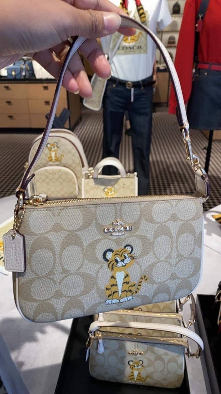 COACH NOLITA 19 IN SIGNATURE CANVAS WITH TIGER (C7699) 😻กระเป๋าถือ กระเป๋าสะพายทรงพอชเล็ก ปรับเป็นคล้องมือได้ รุ่นนี้ บอกเลยว่าใช้ง่ายสะพายคล่องมากๆ// จะสะพายไหล่ หรือปรับเปลี่ยนมาเป็นแบบคล้องมือเก๋ๆก็ยังได้ เพียงแค่ถอดตะขอมารวมกันไว้ที่หูกระเป๋าข