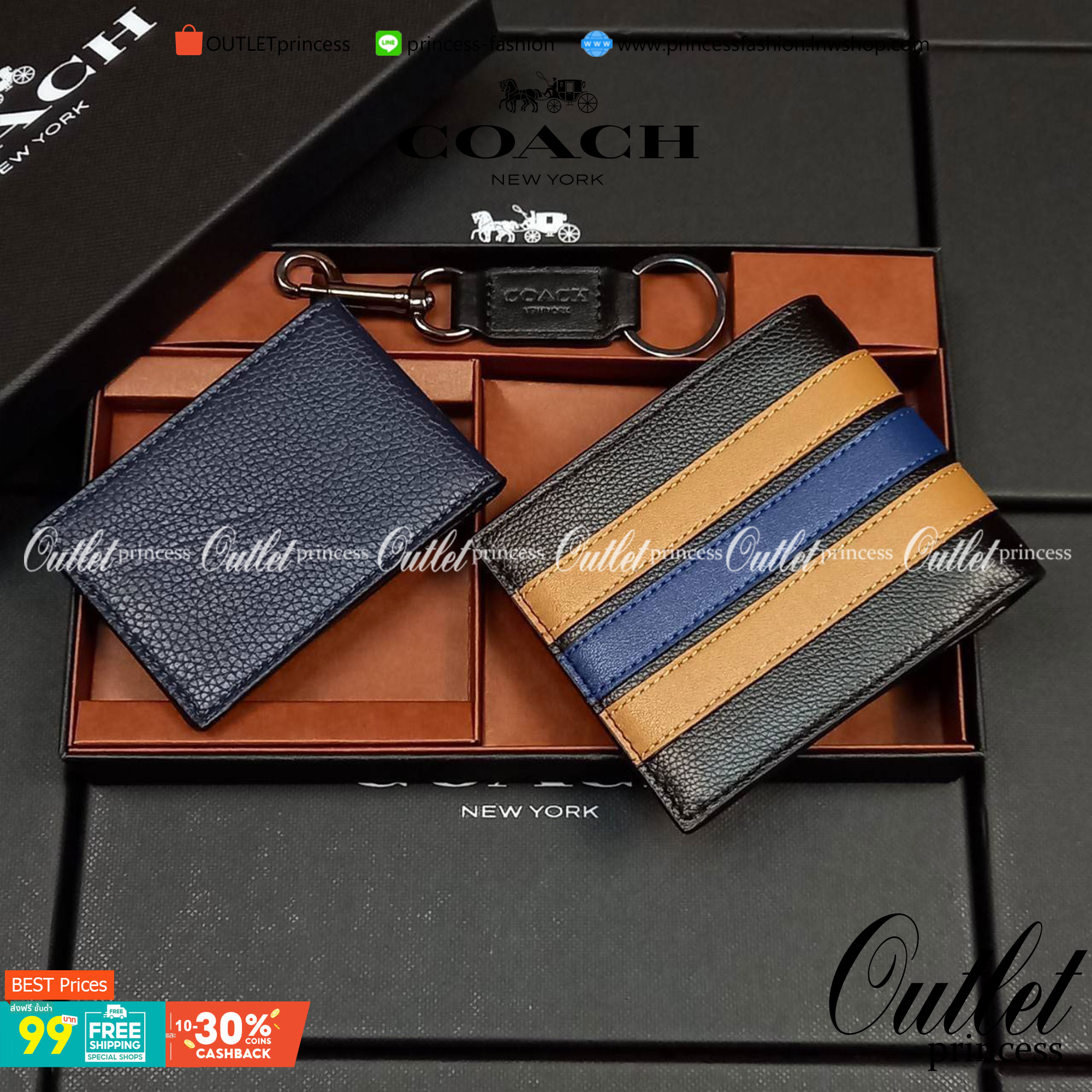 COACH 3-IN-1 WALLET WITH VARSITY STRIPE WITH KEY FOB LIMITED BOX(COACH 3007)🍁กระเป๋าสตางค์ มี ID ใบลูก สำหรับใส่บัตรแยก มีพวงกุญแจ ใช้แล้วดูหล่อสุดๆ🔸️**จะใช้เอง หรือเป็นของขวัญให้คนสำคัญ ก็ตอบโจทย์มากๆ **รับประกันว่า หยิบใช้แบบวางไม่ลงกันเ