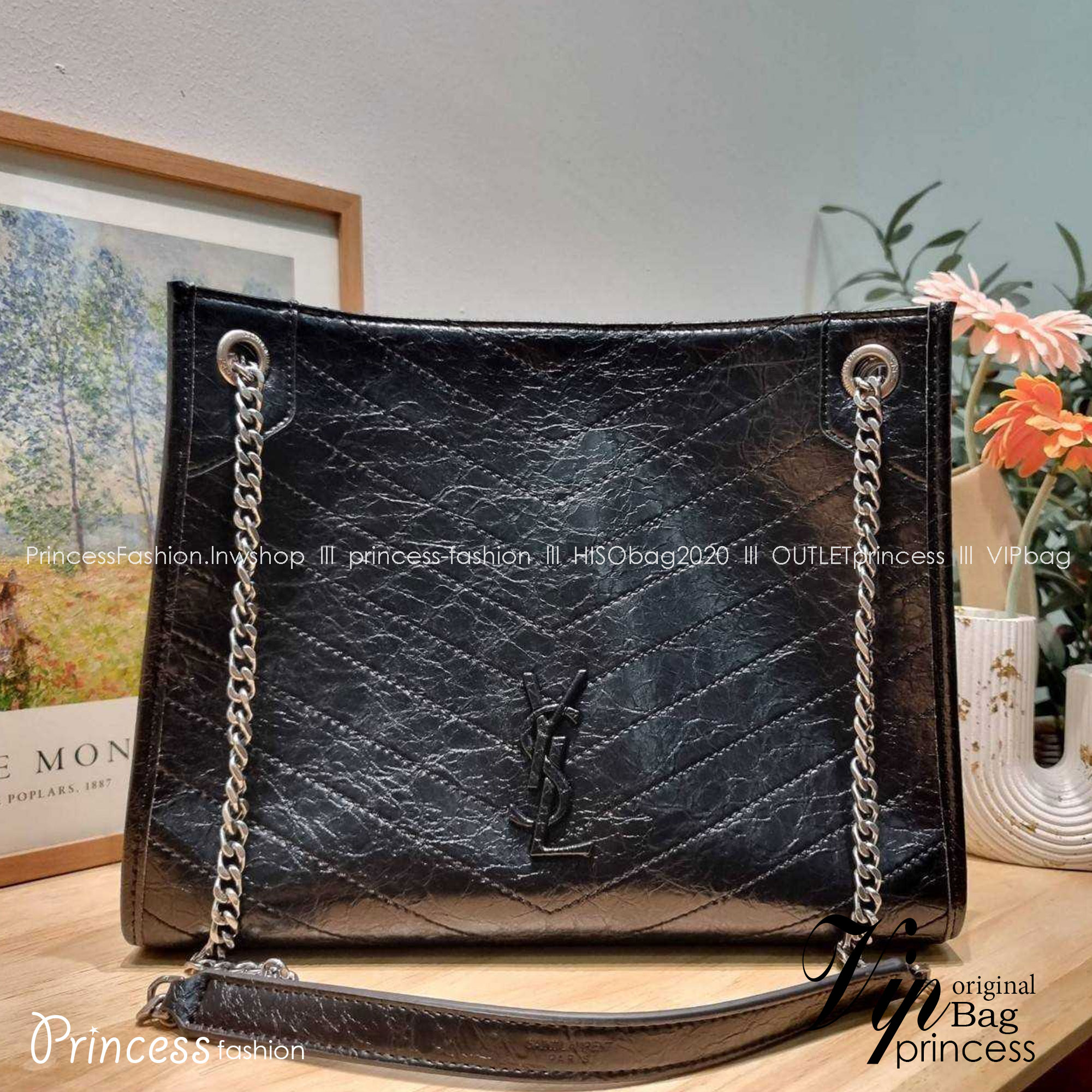 Ysl niki tote bag กระเป๋าสะพายไหล่ทรงโท้ทใบใหญ่ เกรดออริ 1:1 ใช้งานต่างประเทศได้