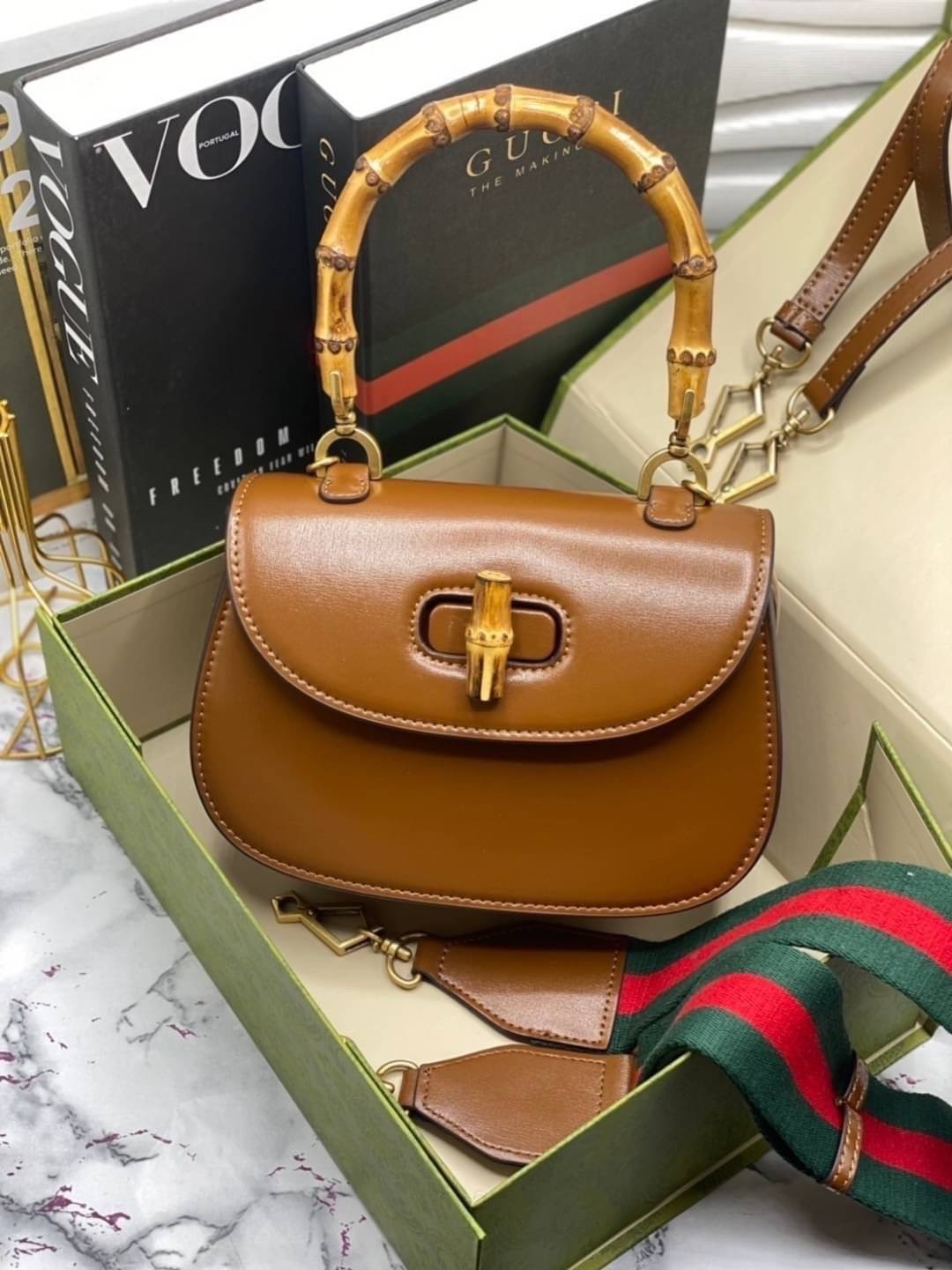 GUCCI BAMBOO 1947 JUMBO GG SMALL TOP HANDLE BAG กระเป๋าสะพายมือจับลายไม้ไผ่ เกรดออริ 1:1 สลับแท้ ใช้งานต่างประเทศได้