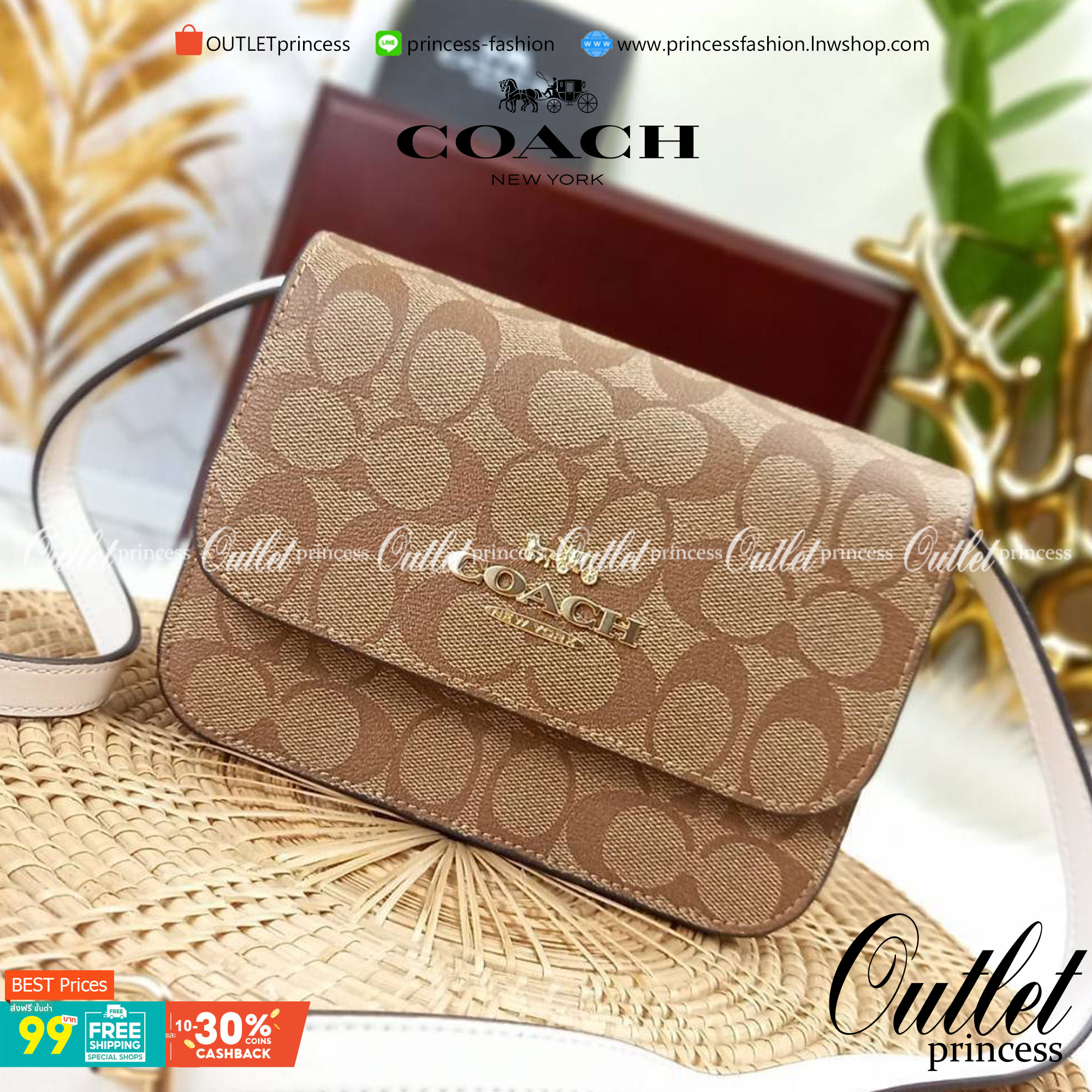 COACH MINI BRYNN CROSSBODY IN SIGNATURE CANVAS (COACH C5592)🍁สวยหรูหรา น่ารัก ด้วยลุคคุณหนู เกินเบอร์มาก!!//กระเป๋าถือ กระเป๋าสะพาย ลุคเก๋ ไซร์มินิ จะถือเป็นครัชแบบเลิศๆ หรือสะพายเป็นครอสบอดี้สุดชิลๆก็รอด// วัสดุหนังแคนวาสคุณภาพ ตกแต่งดีเทลหรูด้วย