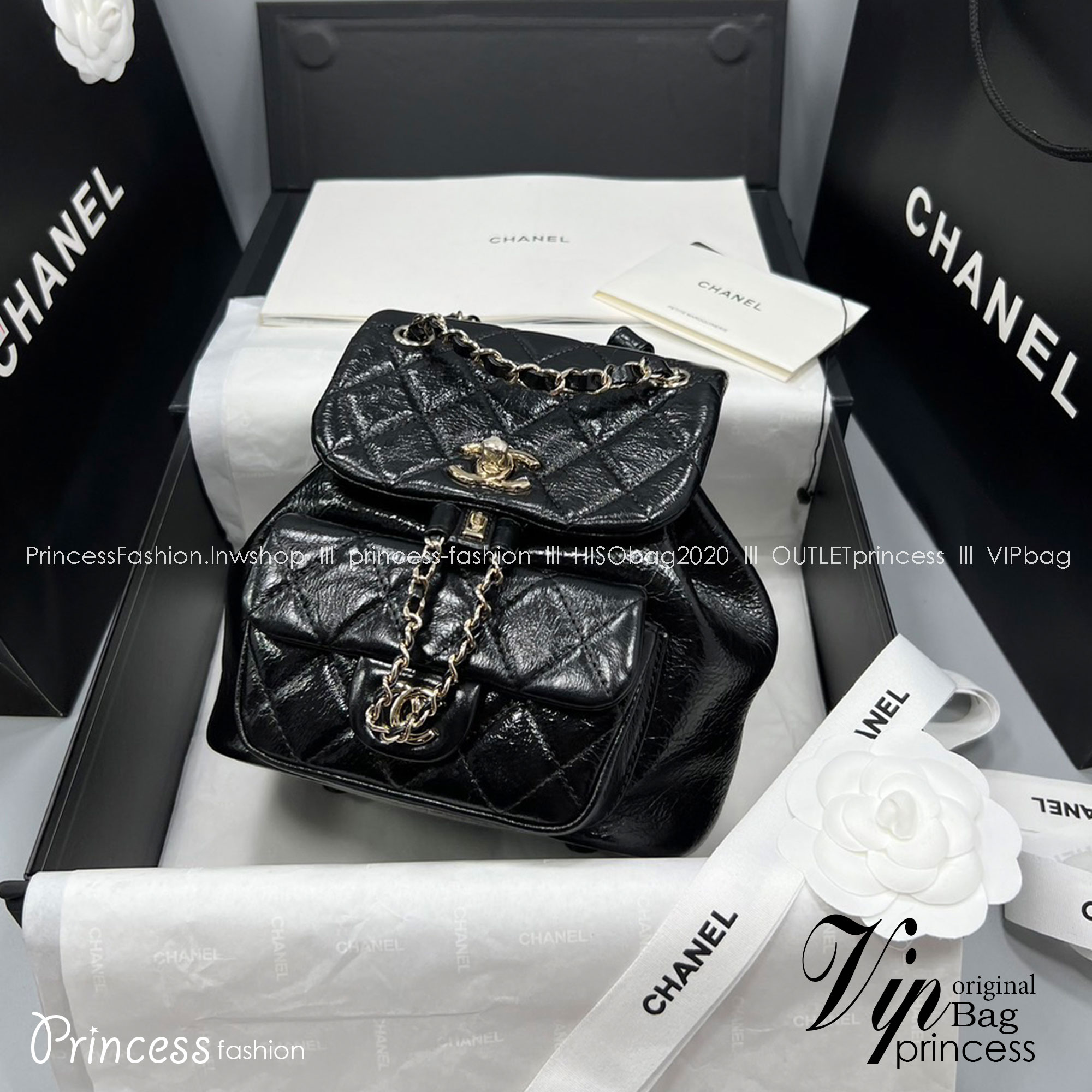 CHANEL MINI DUMA BACKPACK BLACK กระเป๋าเป้ไซส์มินิ รุ่นยอดนิยม เกรดออริ ท็อป สลับแท้ 1:1 ผ่านทุก ตม ใช้งานต่างประเทศได้