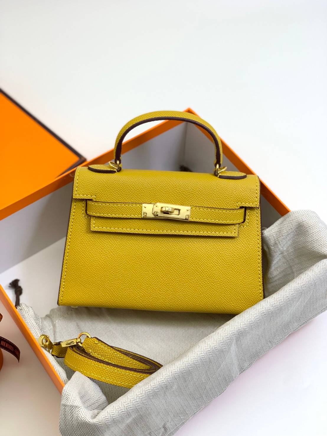 VIP หนังแท้ 】HERMES KELLY 20 MINI SELLIER GOLD EPSOM GOLD HARDWARE