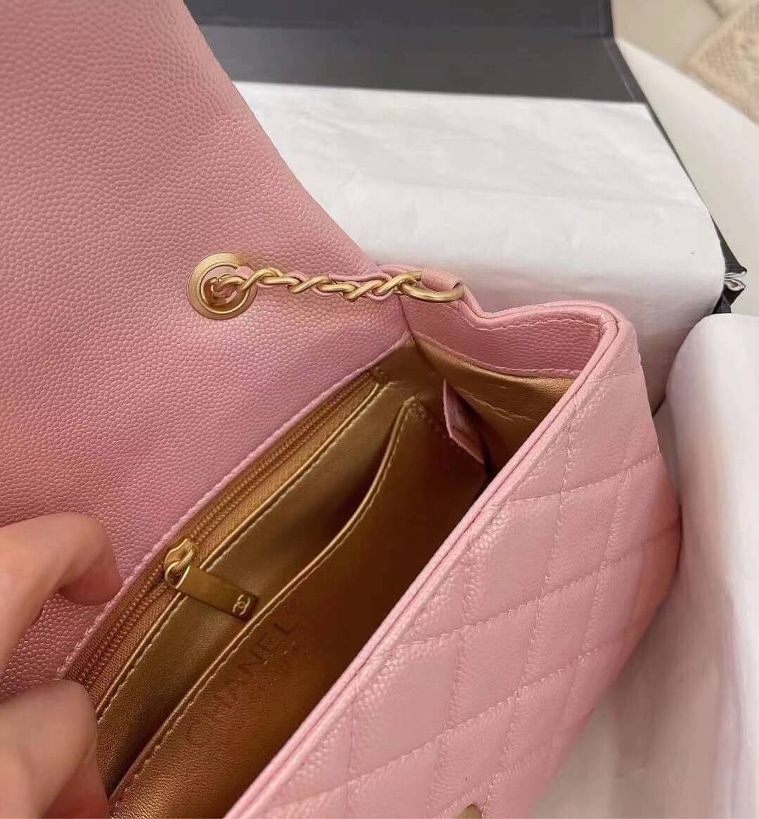 CHANEL MINI FLAP BAG CAVIAR Leather GOLD tone hardware พร้อมส่ง 5 สี