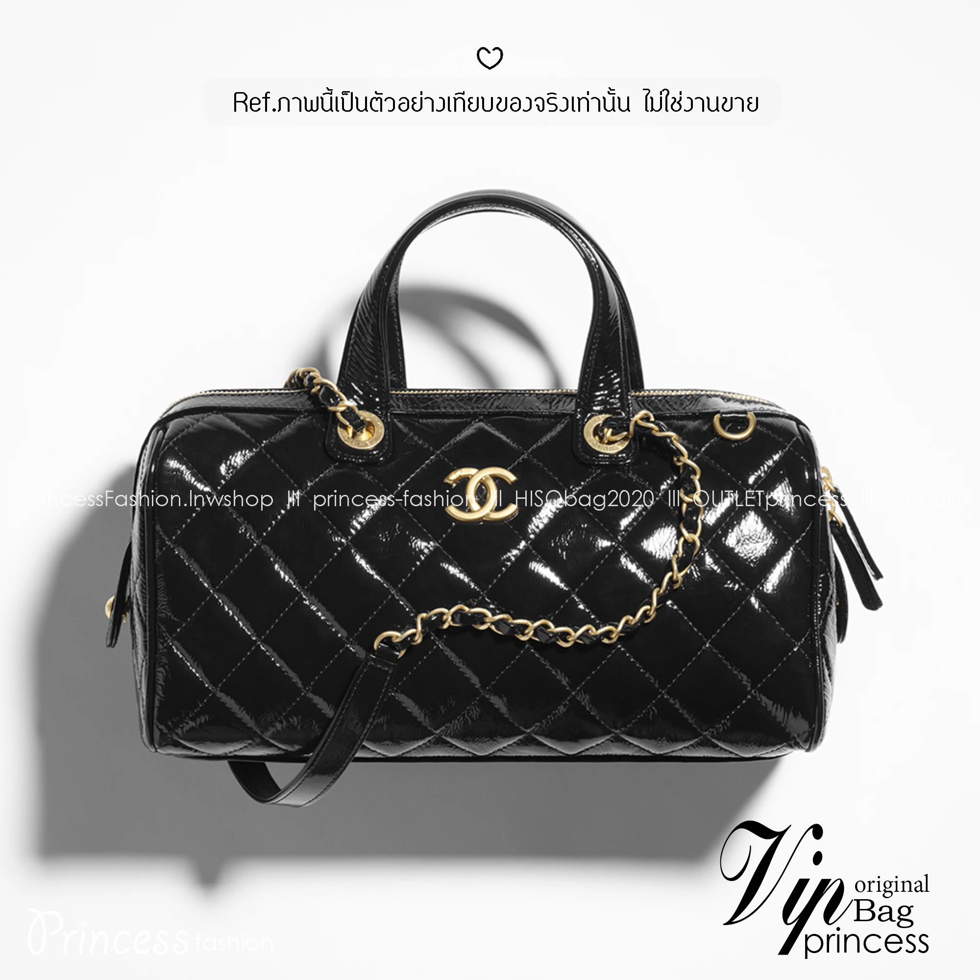 ORI หนังแท้ | Chanel Large Bowling Bag Crumpled Leather / Chanel Keepall Bag กระเป๋าถือ กระเป๋าสะพายรุ่นใหม่ล่าสุด ดีไซน์หนังยับเงา รูปแบบเรียบหรูหราใช้งานง่าย สวยงามตามแบบฉบับแบรนด์