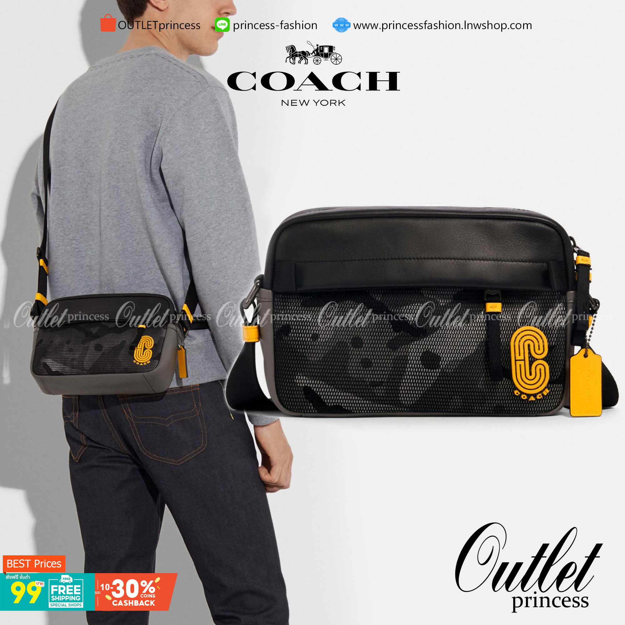 COACH EDGE CROSSBODY IN SIGNATURE CANVAS กระเป๋าสะพายครอสบอดี้ร์ วัสดุหนังแท้ หนังนิ่มอย่างดีค่ะ ด้านหน้ามีช่องซิปซ่อนให้หนึ่งช่อง เปิดปิดช่องหลักแบบซิปคู่ภายในกว้าง ใส่ของได้จุเลยนะคะ มีช่องซิปและช่องเล็กให้อีก2ช่อง;ด้านหลังกระเป๋าเป็นช่องโล่งใส่ของอีกช่