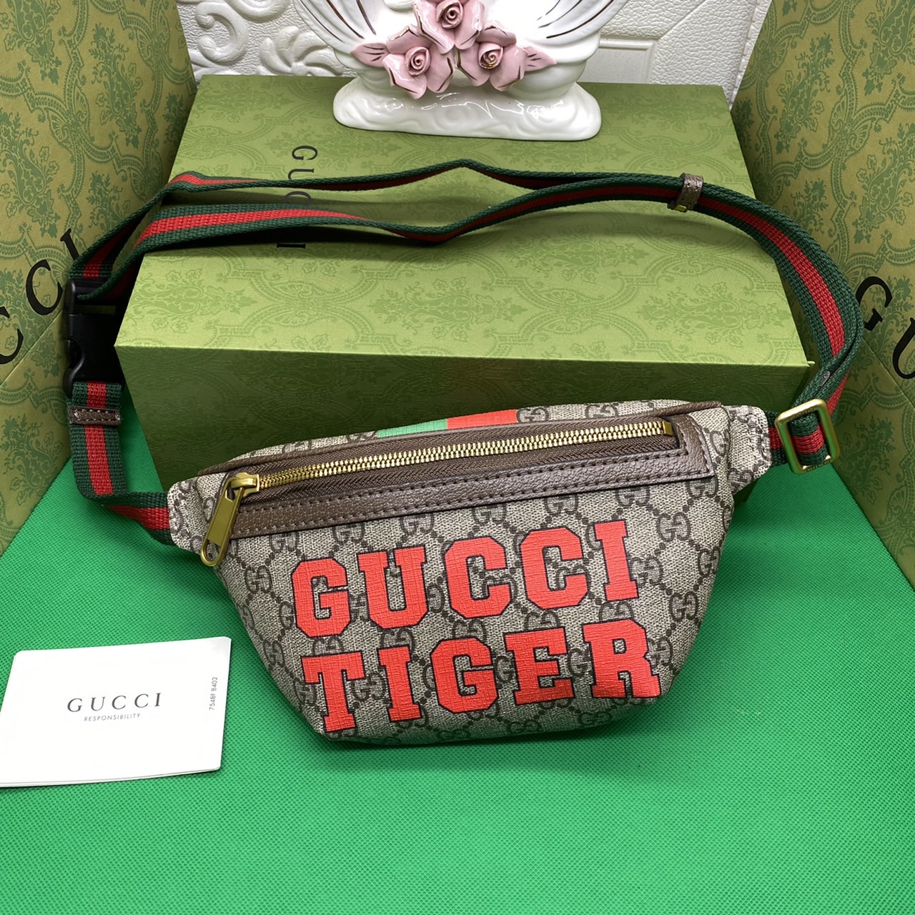 หนังแท้ Gucci Tiger GG belt bag พร้อมส่งที่ไทย