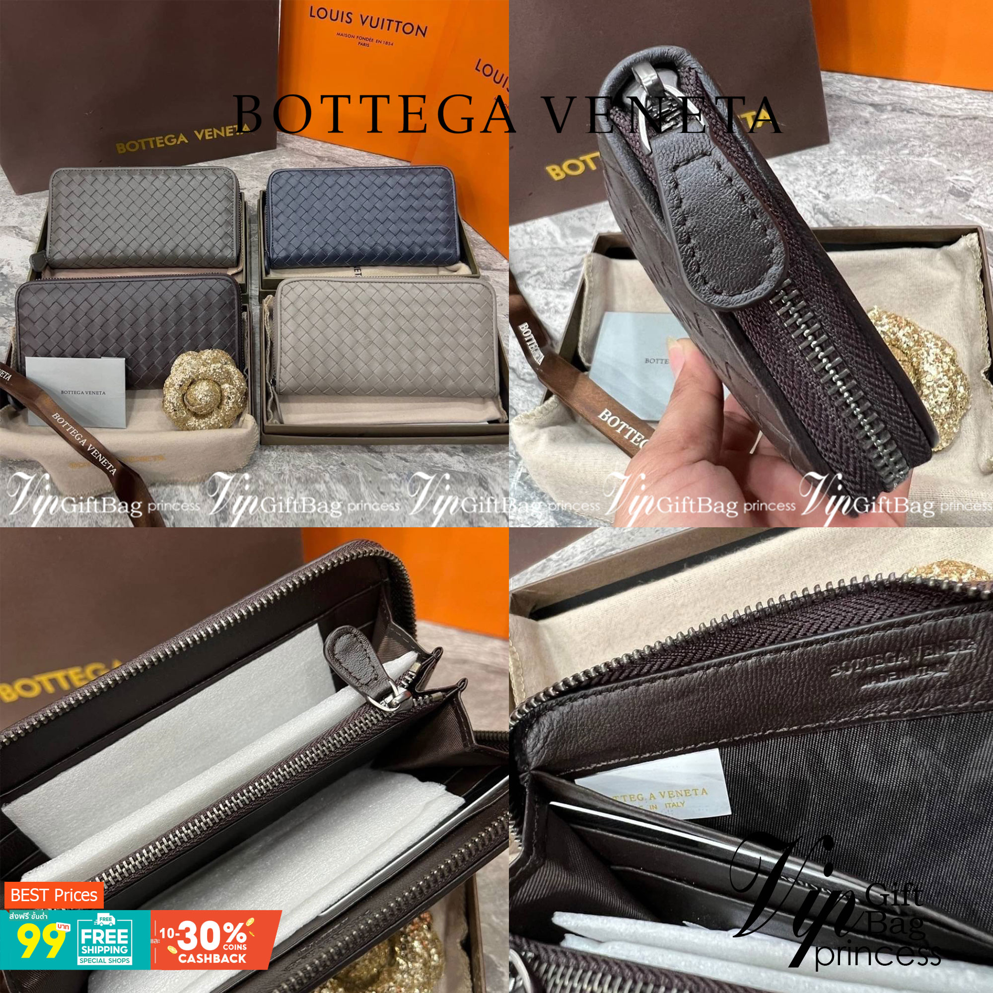 VIP 】หนังแท้ BOTTEGA VENETA LONG WALLET ZIP AROUND กระเป๋าสตางค์ใบยาวซิปรอบ รุ่นนี้หายากมากค่ะ เป็นรุ่นยอดนิยม ใช้ได้ทั้งหญิงชาย มาเท่าไหร่ไม่เคยพอเลยค่า เป็นรุ่นคลาสสิกที่หยิบมาใช้งานได้บ่อยที่สุด งานหนังแท้ทั้งใบสวยมากนะคะ ใช้ทนทานได้นานเลย ภาพสินค้าถ่า