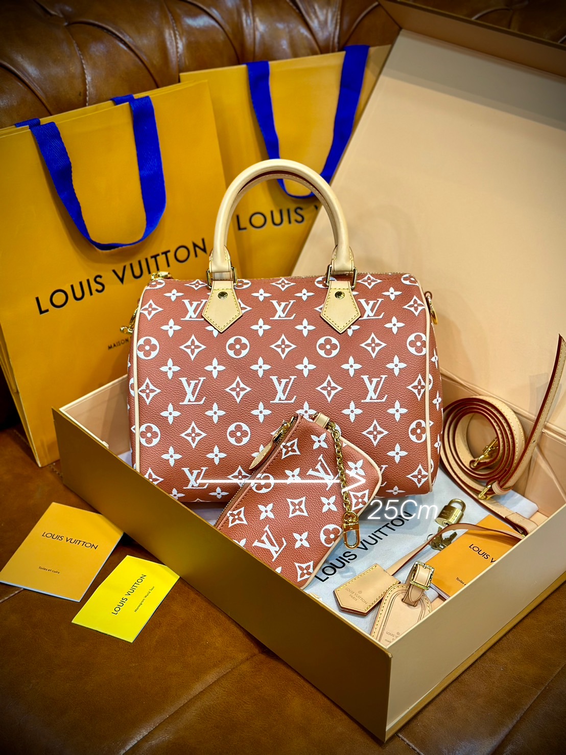 LV Speedy P9 Bandoulière 25 กระเป๋าสะพายสปีดี้รุ่นใหม่หรูหรา กระเป๋าทรงหมอนท็อปฮิตดีไซน์ใหม่ต้อนรับฤดูร้อน โดดเด่นด้วยการตกแต่งลายพิมพ์สดใส รูปทรงสวยตลอดกาล