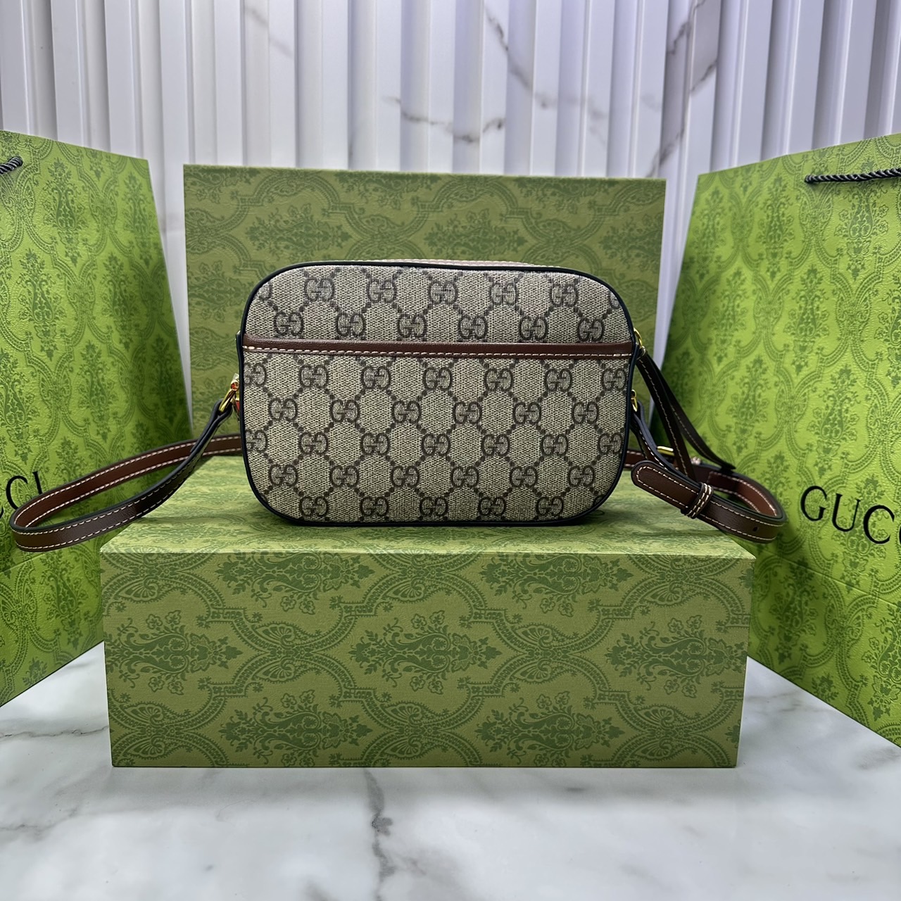 GUCCI HORSEBIT 1955 SMALL SHOULDER BAG Leather Gold-toned กระเป๋าสะพาย เกรดออริ สลับแท้ 1:1 ใช้งานต่างประเทศได้