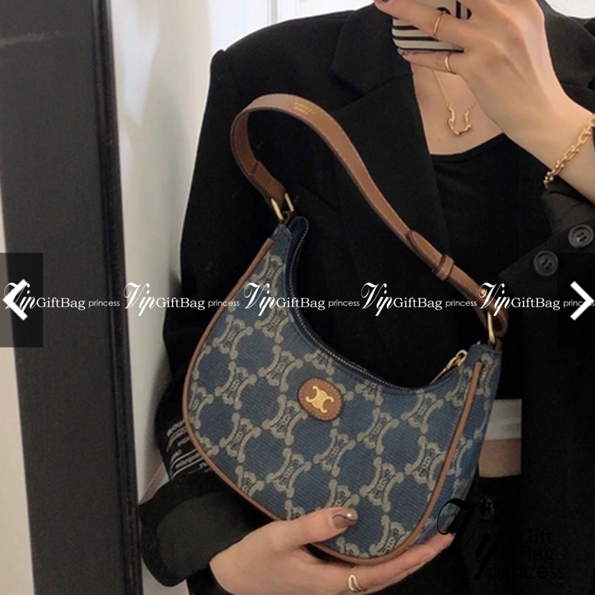 CELINE Ava handbag Blue in Denim / Celine Denim Ava Monogram Bag / Celine Paris Macadam shoulder bag กระเป๋าคล้องไหล่ซีลีนรุ่นใหม่ ตัวกระเป๋าทำจากผ้ายีนส์(ผ้าฝ้ายคุณภาพดี) ใช้งานทน สายสะพายหนัง ด้านในกว้างขวางใส่ของได้เยอะ ทรงนี้นิยมสุดๆ งานสวยมากกกก ก.ล้