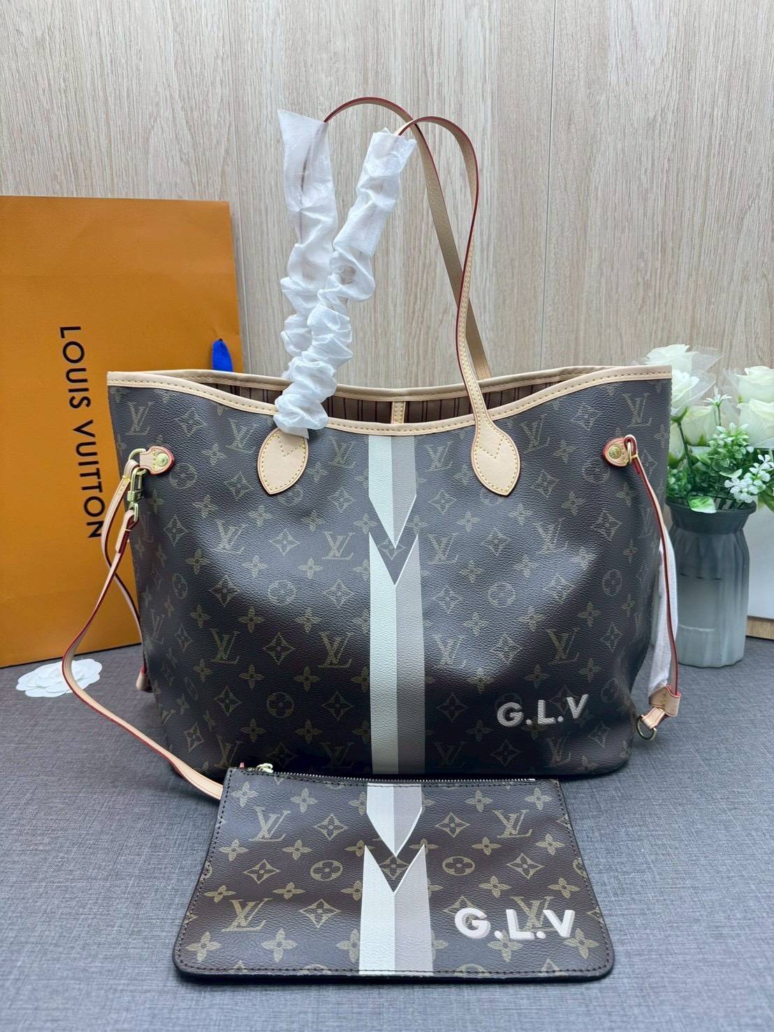 ORI หนังแท้ | LV Neverfull MM Mon Monogram / LV Tote Bag กระเป๋าสะพายทรงโท้ทใบใหญ่