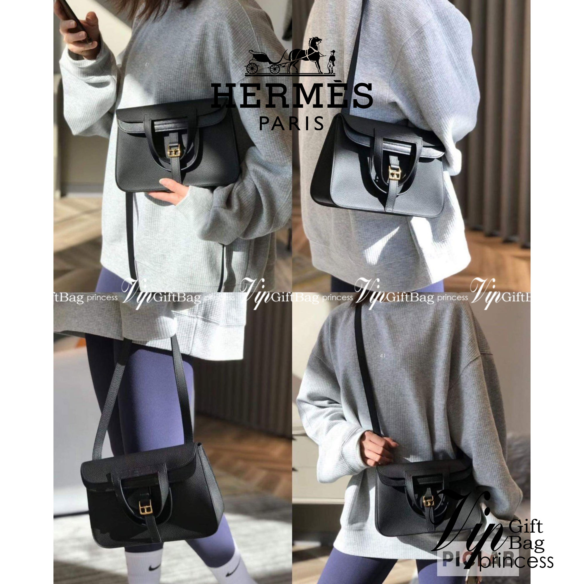 HERMES Halzan Bag Luxury Bag แบรนด์ดังงานหนังแท้สวย เกรดท็อปออริจินอล ภาพสินค้าถ่ายจากงานขายจริง