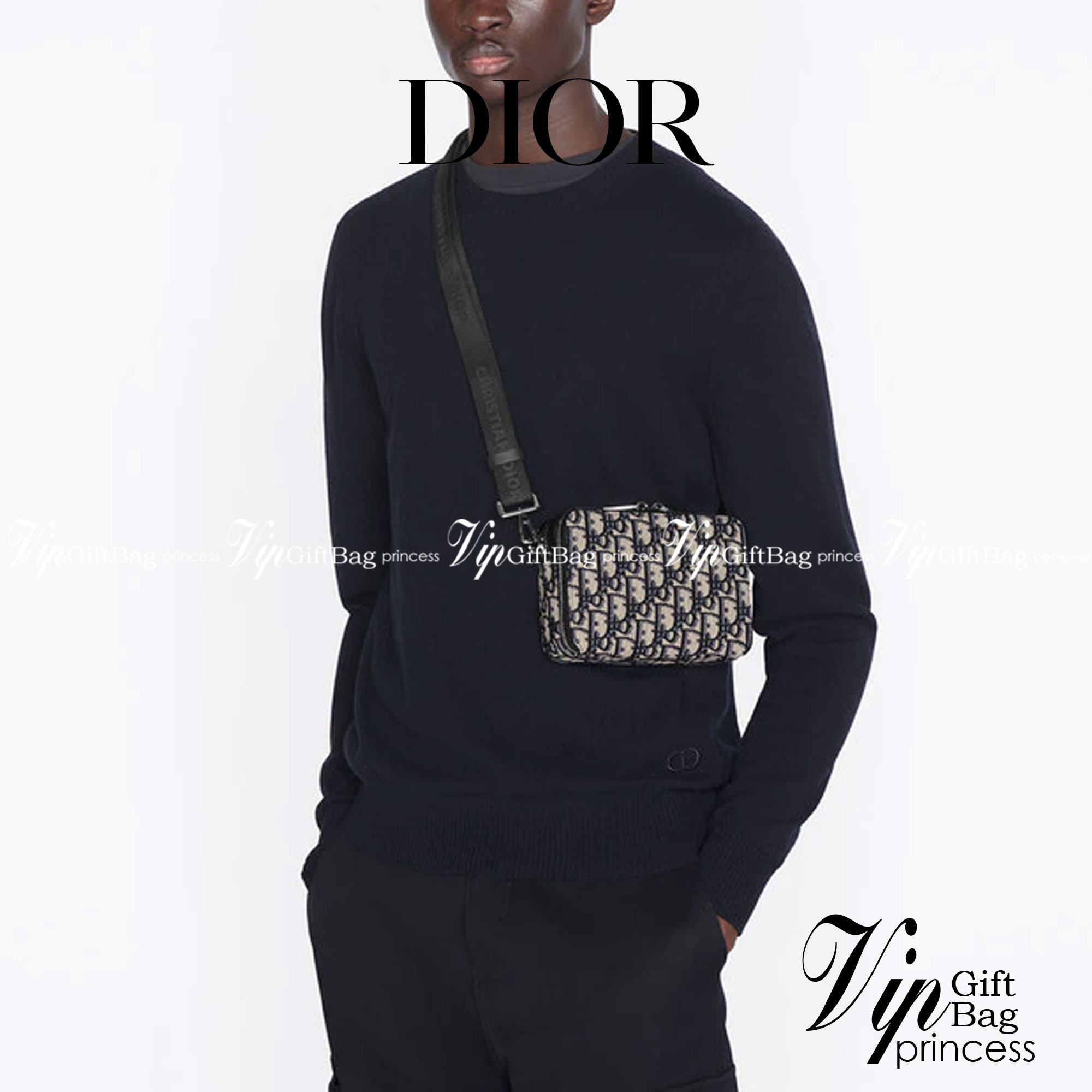 หนังแท้ DIOR POUCH WITH SHOULDER STRAP Oblique Jacquard พร้อมส่งที่ไทย งานหนังแท้และผ้าแจ็คการ์ดออริจินอล ภาพสินค้าถ่ายจากงานขายจริง ใช้งานต่างประเทศได้