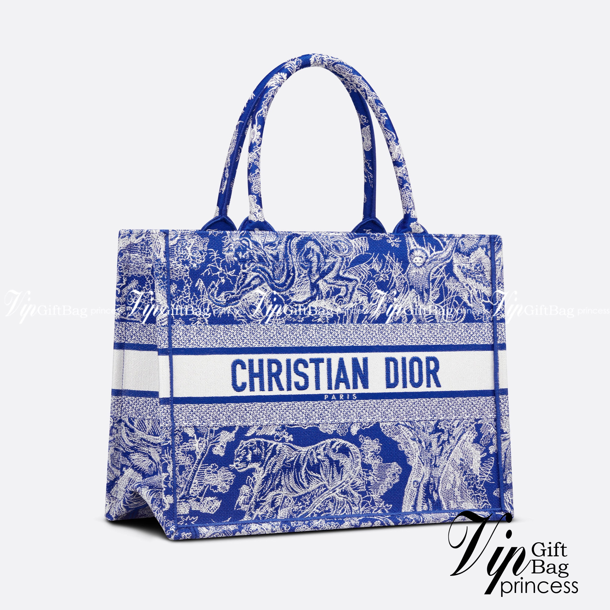 DIOR Book Tote Fluorescent Blue Toile de Jouy Reverse Embroidery เกรดออริจินอล ภาพสินค้าถ่ายจากงานขายจริงใช้งานต่างประเทศได้