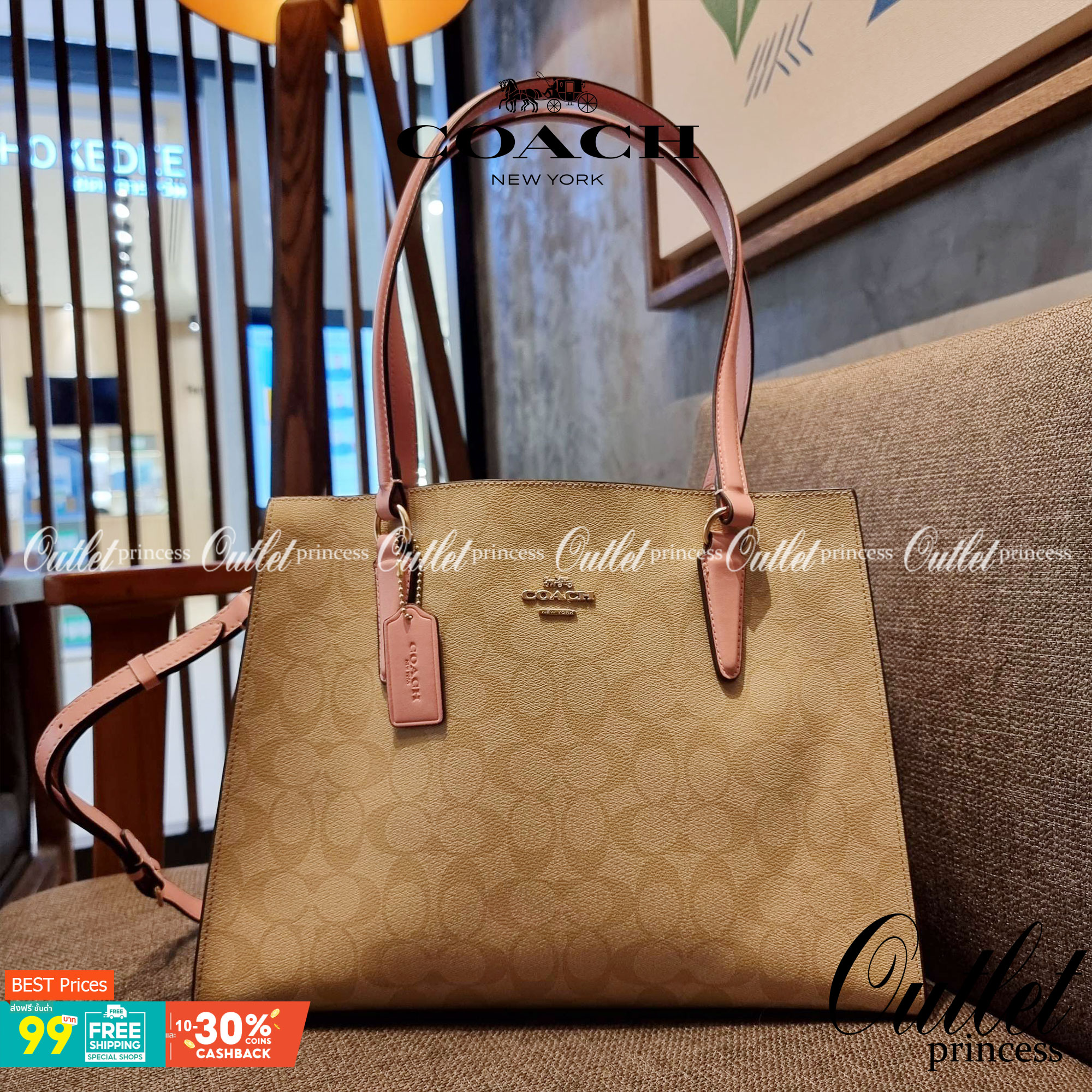 COACH C4075 TATUM CARRYALL IN SIGNATURE CANVAS คอลเลคชั่นใหม่ล่าสุด จัดมาให้ได้สวยก่อนใคร สวยหรูทุกสี!! ลุคผู้ดีต้องมาอีกหนึ่ง กระเป๋าสะพายทรงสวย ที่มาพร้อมสายสะพายไหล่ในตัว และสายครอสบอดี้สำหรับสะพายข้าง วัสดุหนัง crossgrain สวยคมมากๆ ตัวกระเป๋าถูกแบ่งเป